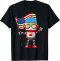 Funny Robot 4Th Of July American Usa Flag Robotics Kids Boys