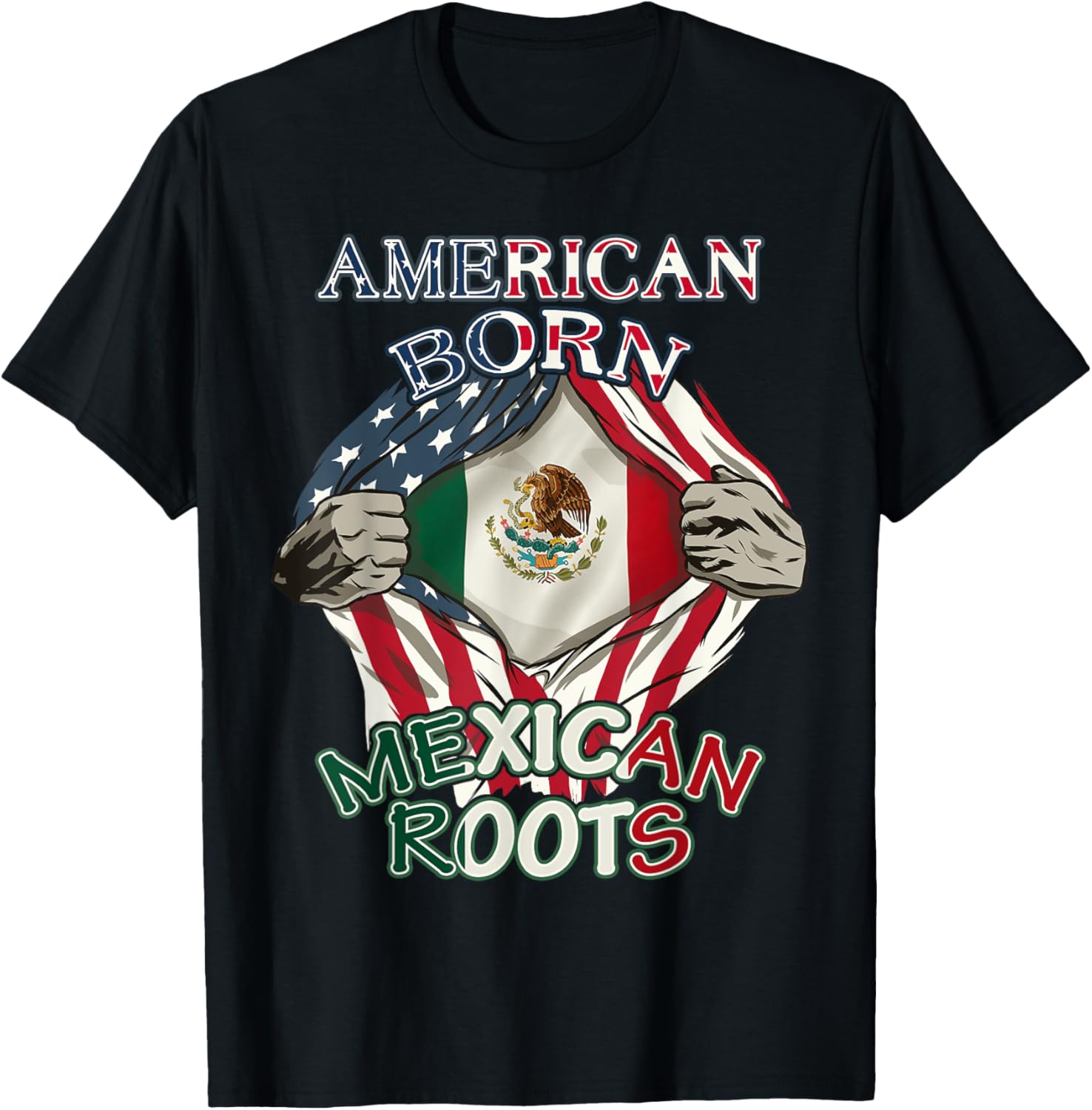 American Born Mexican Roots Flag Tee Proud Usa Love Mexico