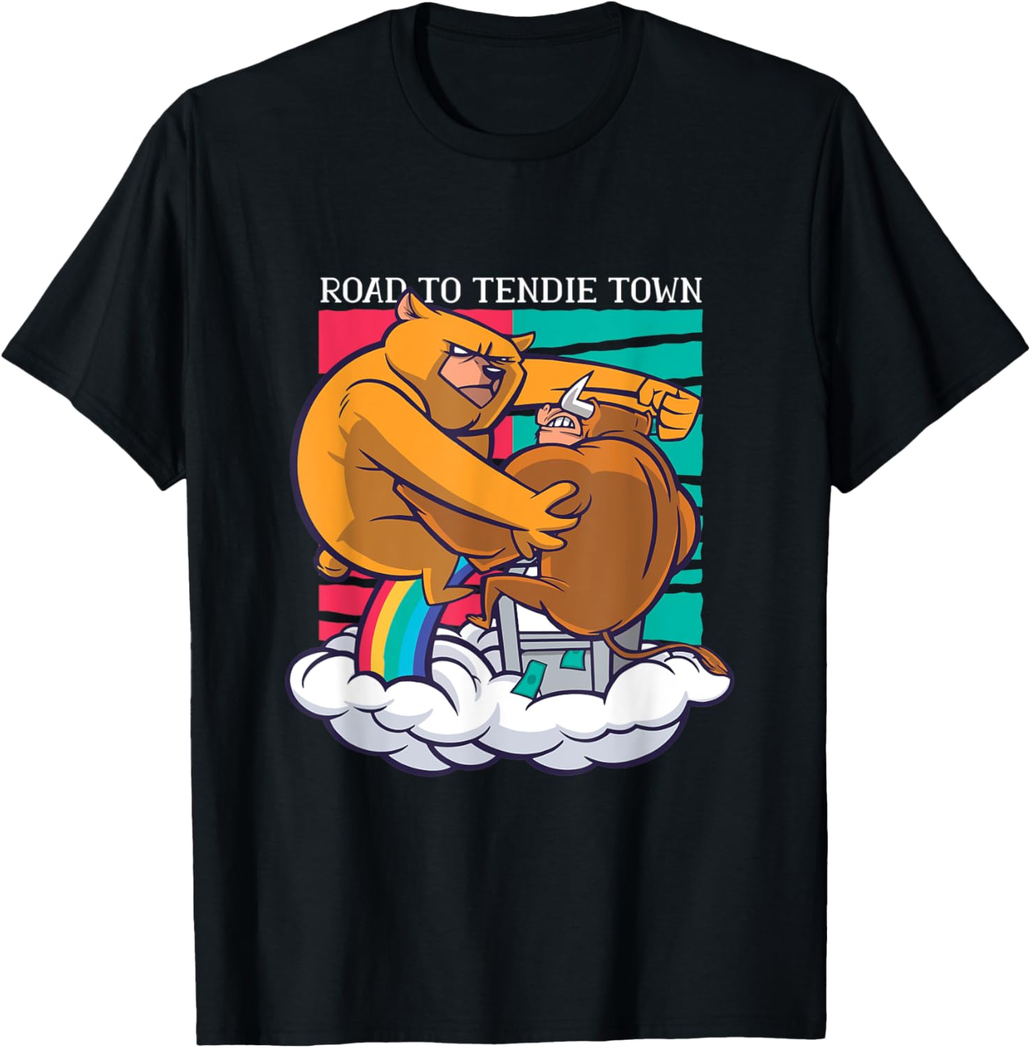Bear Fighting Bull Stock Market Tendie Town Money Printer