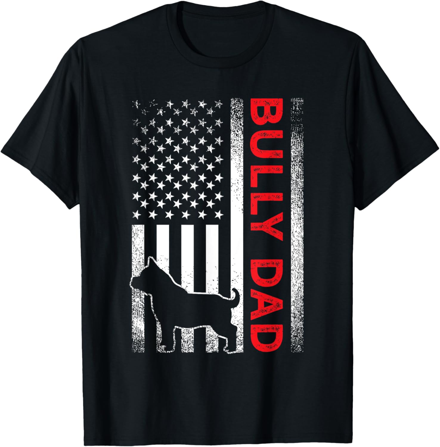 Bully Or Pitbull Dog Dad Vintage American Flag Papa Gifts