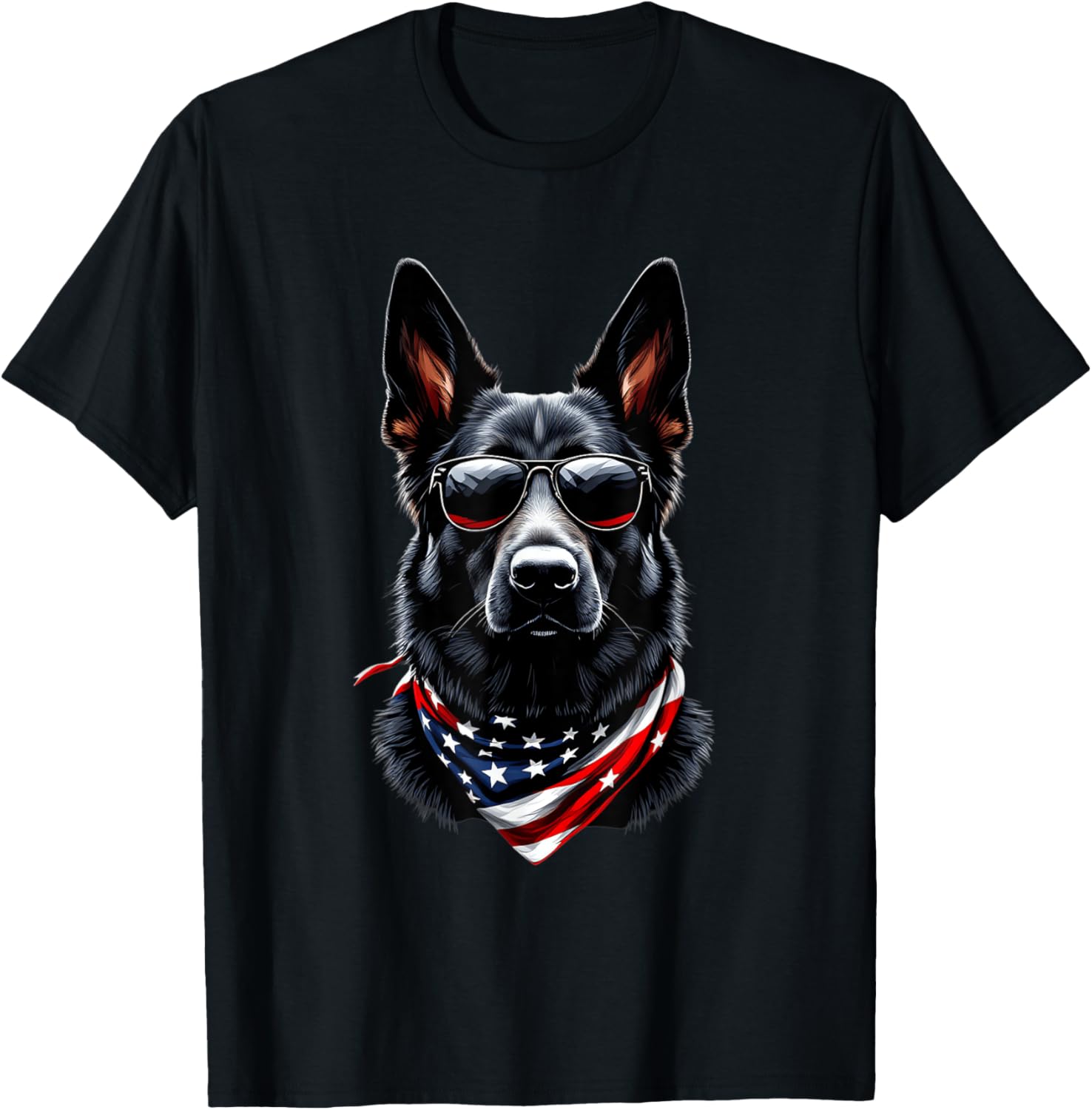 Black German Shepherd American Flag 4Th July German Shepherd