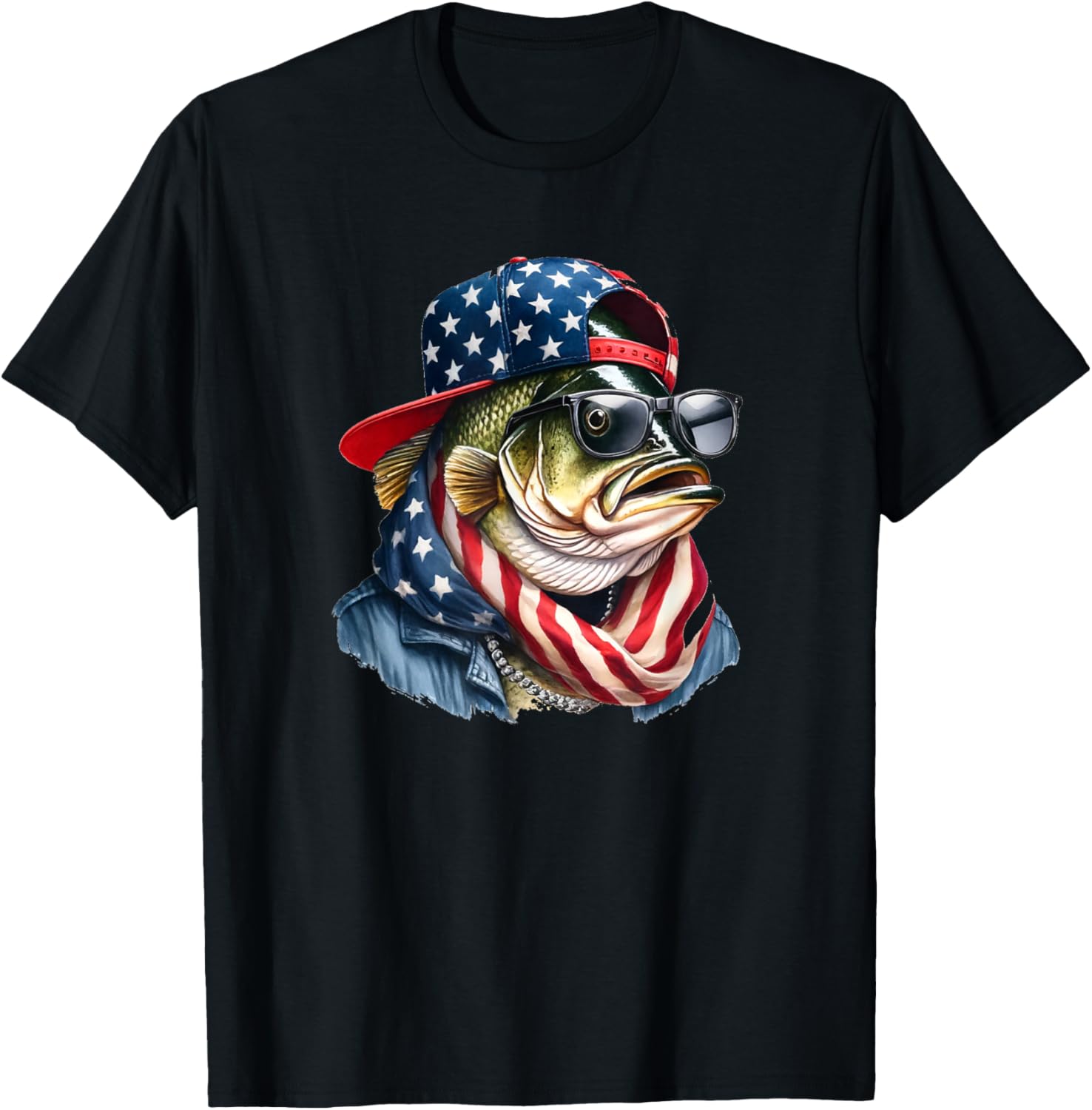 Bass Fish American Flag Fishing