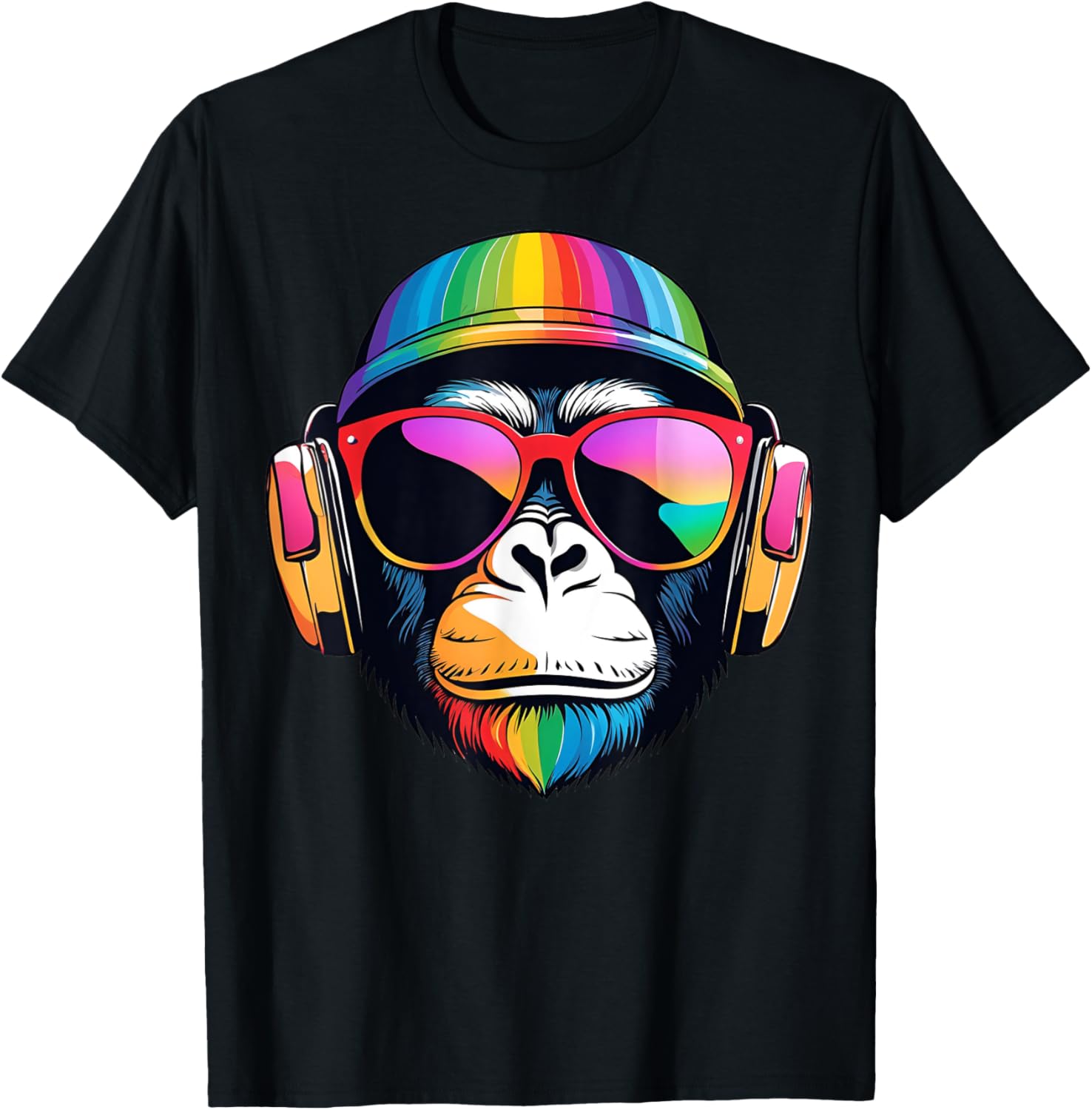 Awesome Monkey With Glasses Face Animal Lover Cool Rainbow