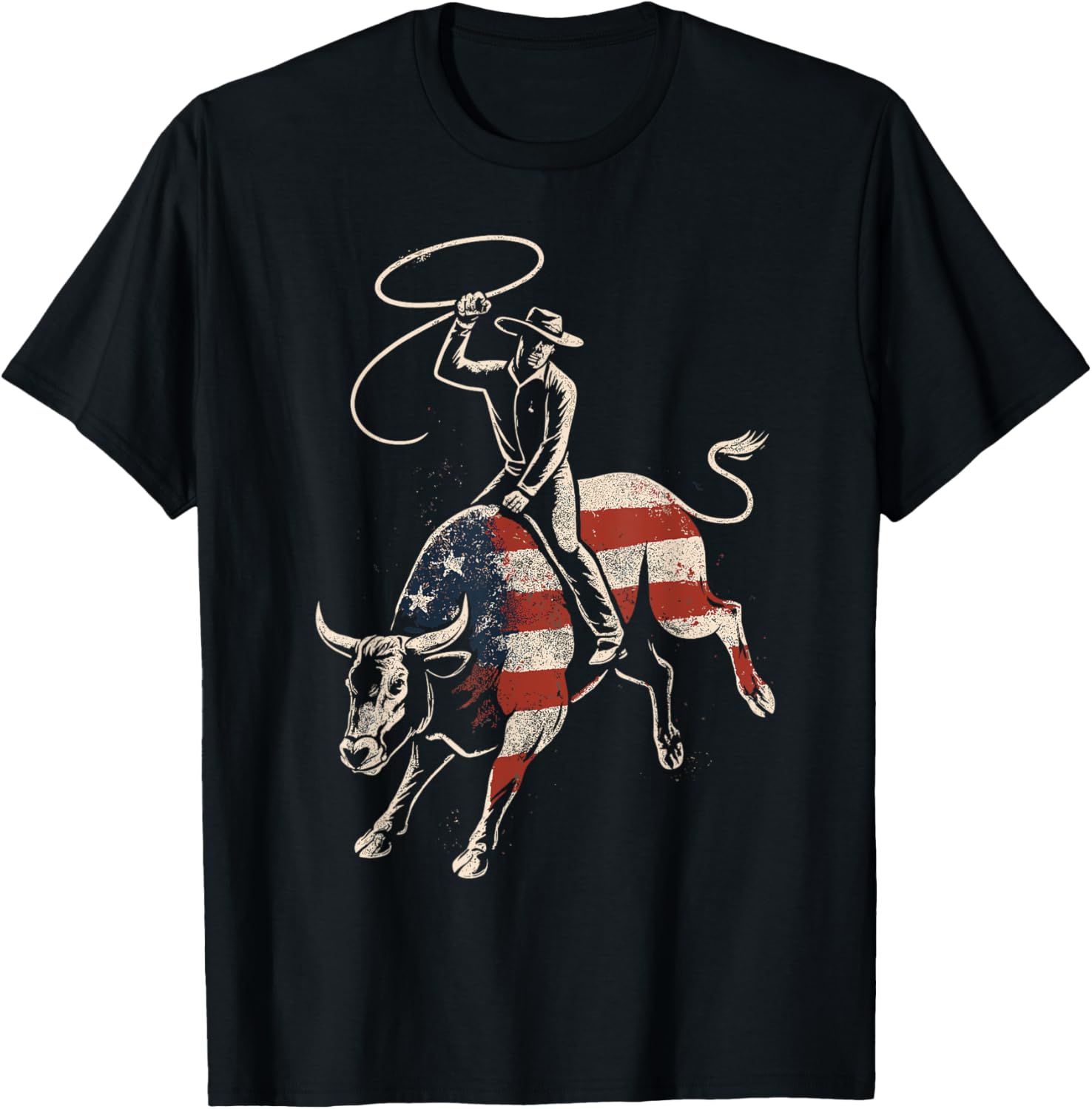American Rodeo Bull Rider Usa Flag Patriotic Western Cowboy