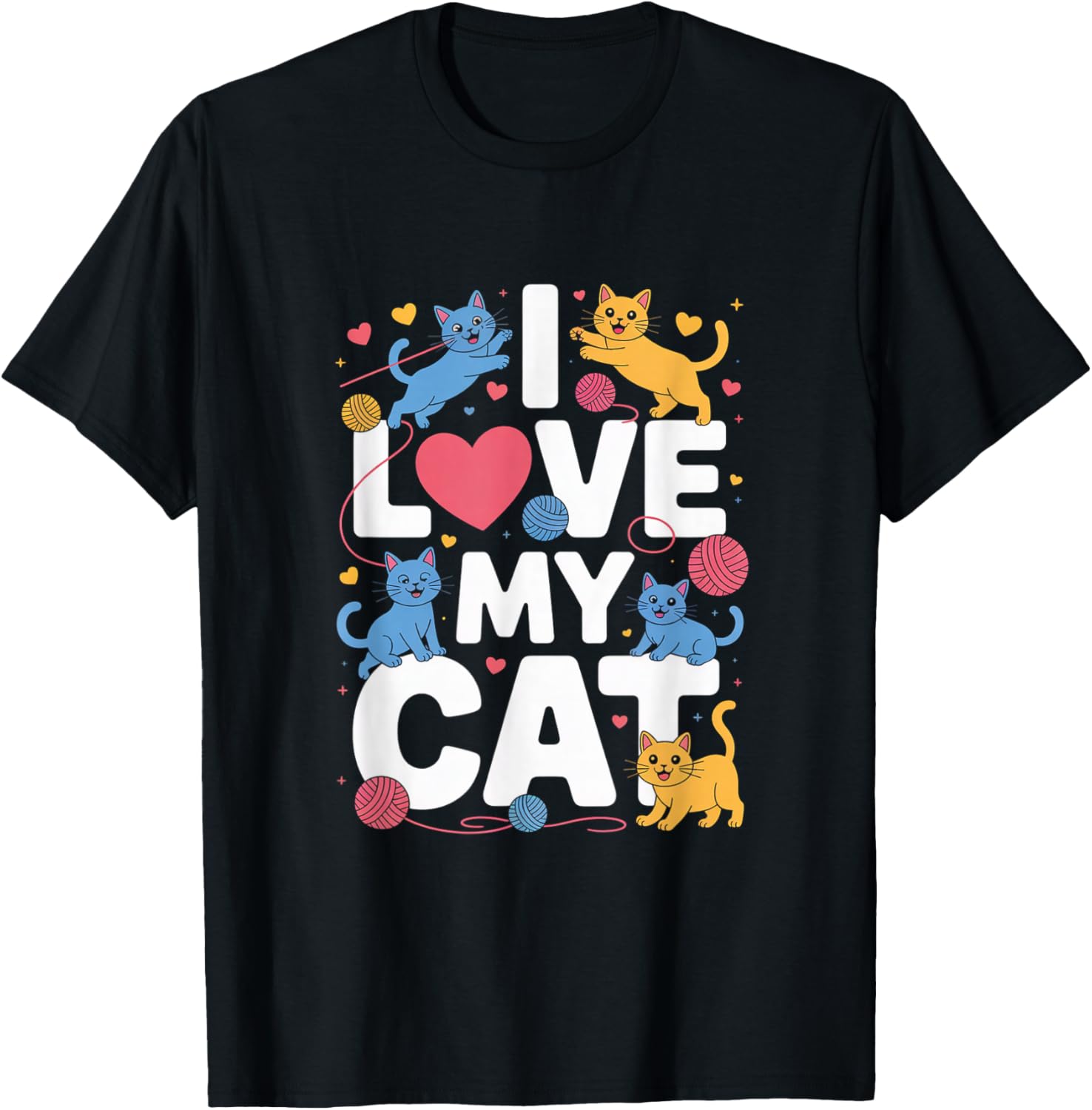 I Love My Cat Cute Kittens Heart Yarn