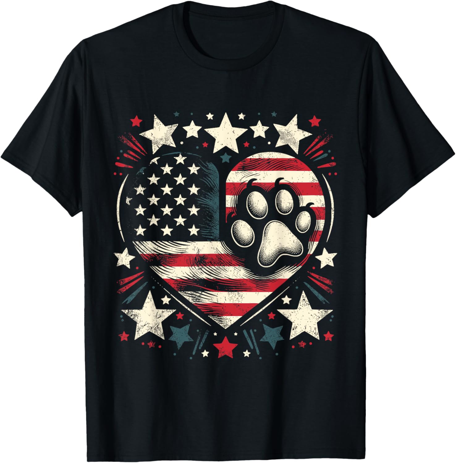American Flag Patriotic Dog And Cat Paw 4Th Of July