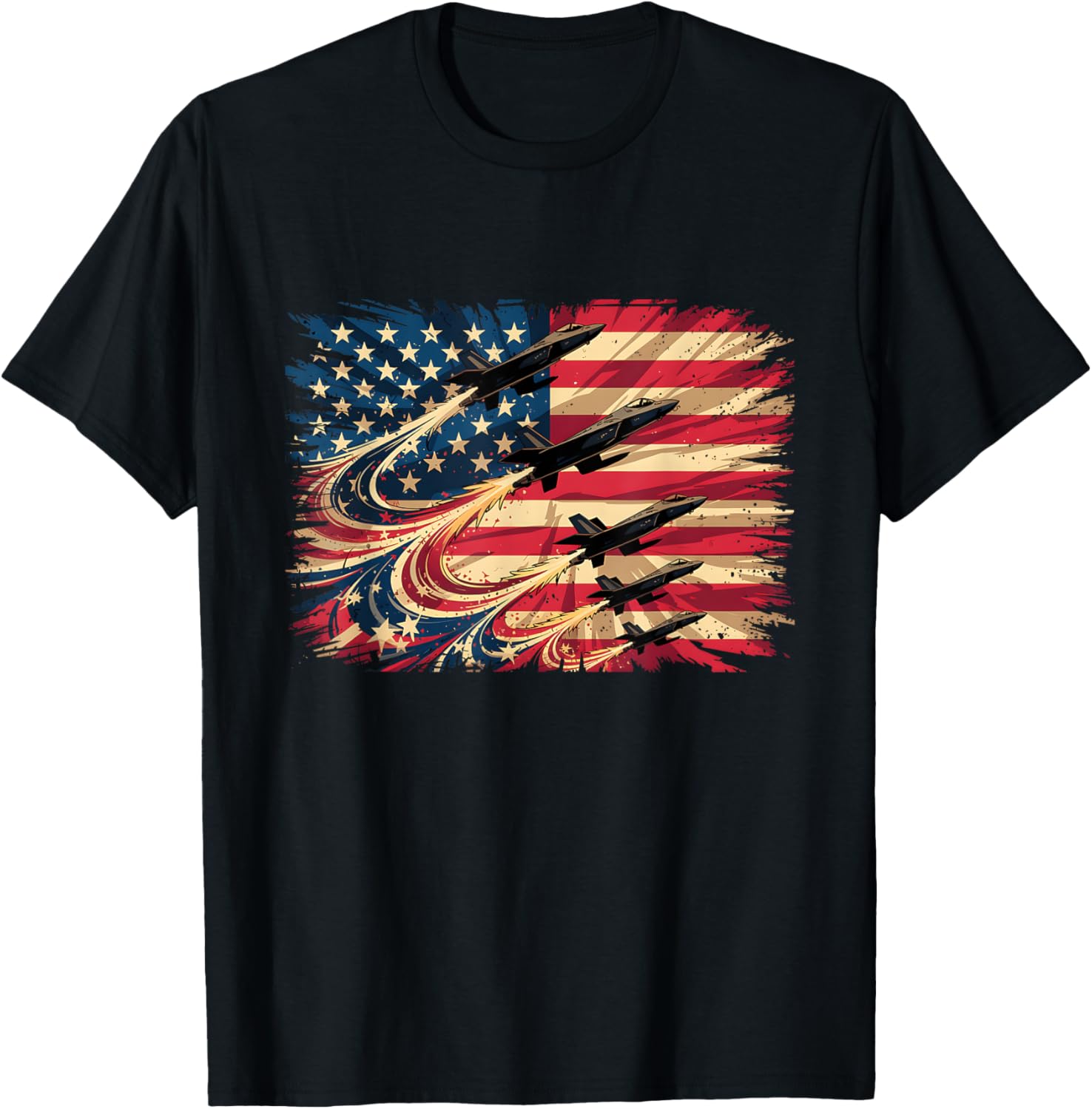 Patriotic Fighter Jets Usa American Flag 4Th Of July Vintage