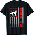 American Flag Border Collie Dad Gift Dog Paw Print Patriotic