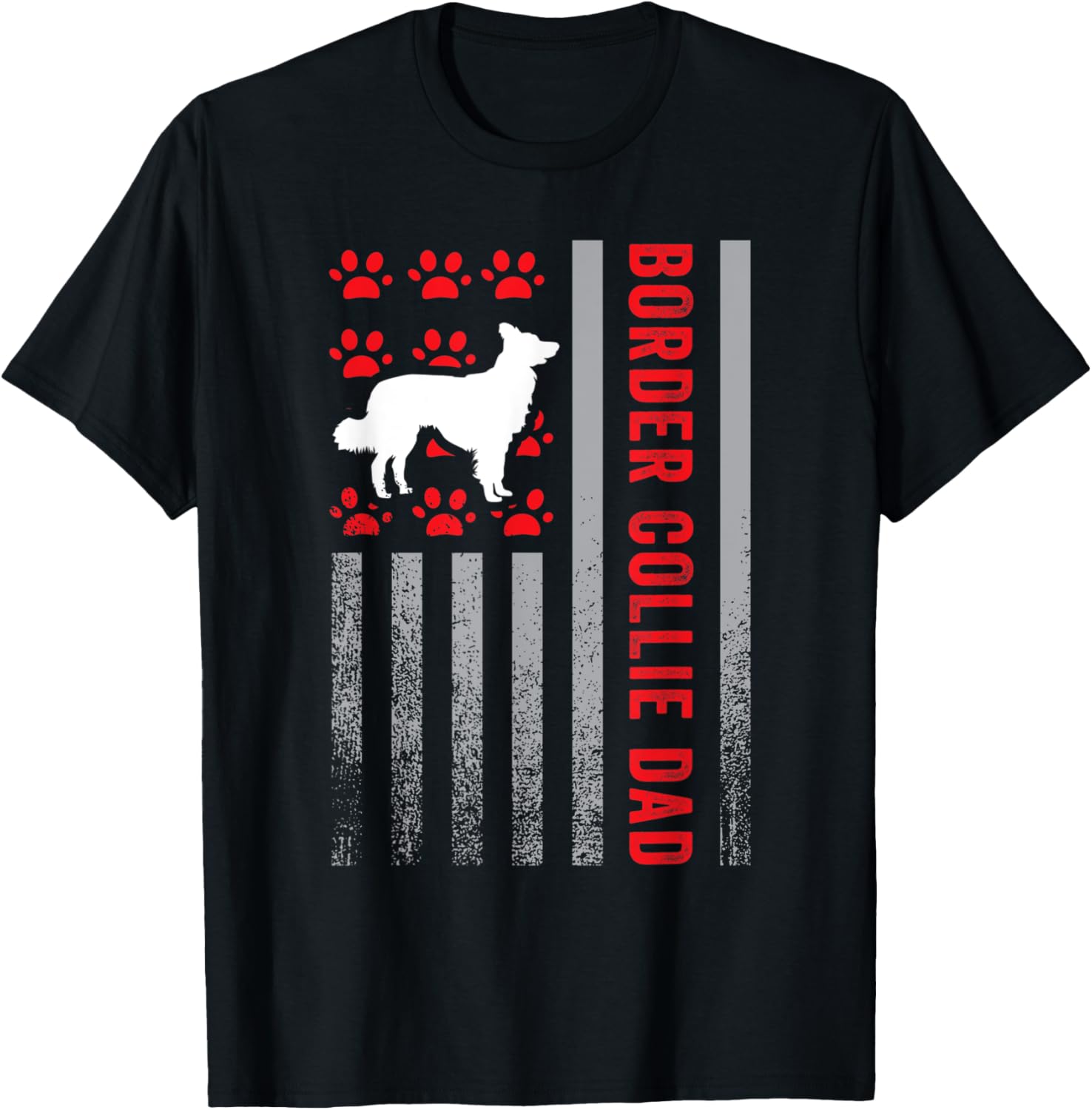 American Flag Border Collie Dad Gift Dog Paw Print Patriotic