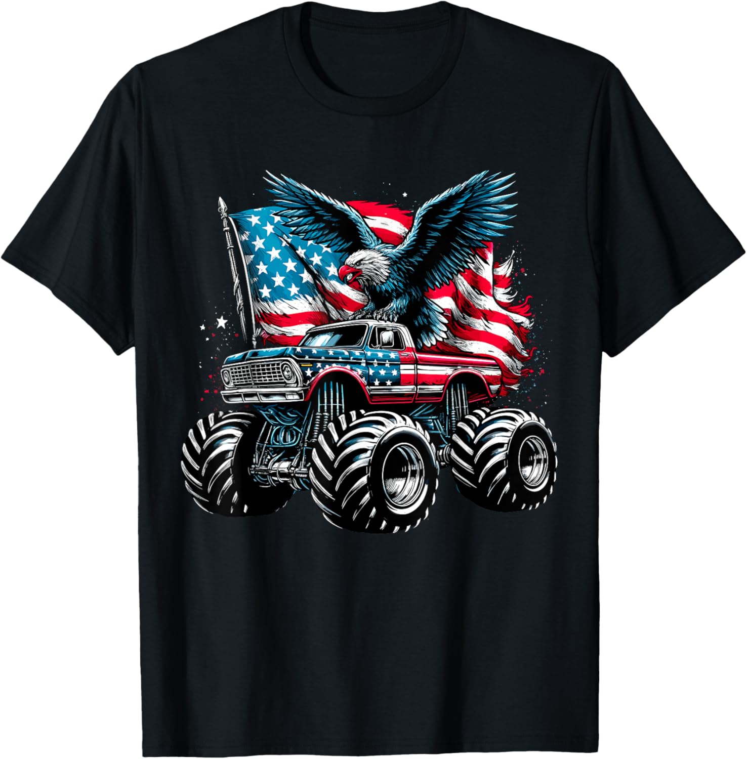 Monster Truck Bald Eagle 4Th Of July Boys American Flag