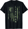 Usa Camo Flag Electric Cable Lineman Silhouette Distressed