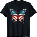 Butterfly Usa Flag Vintage Cute American 4Th Of July Girl