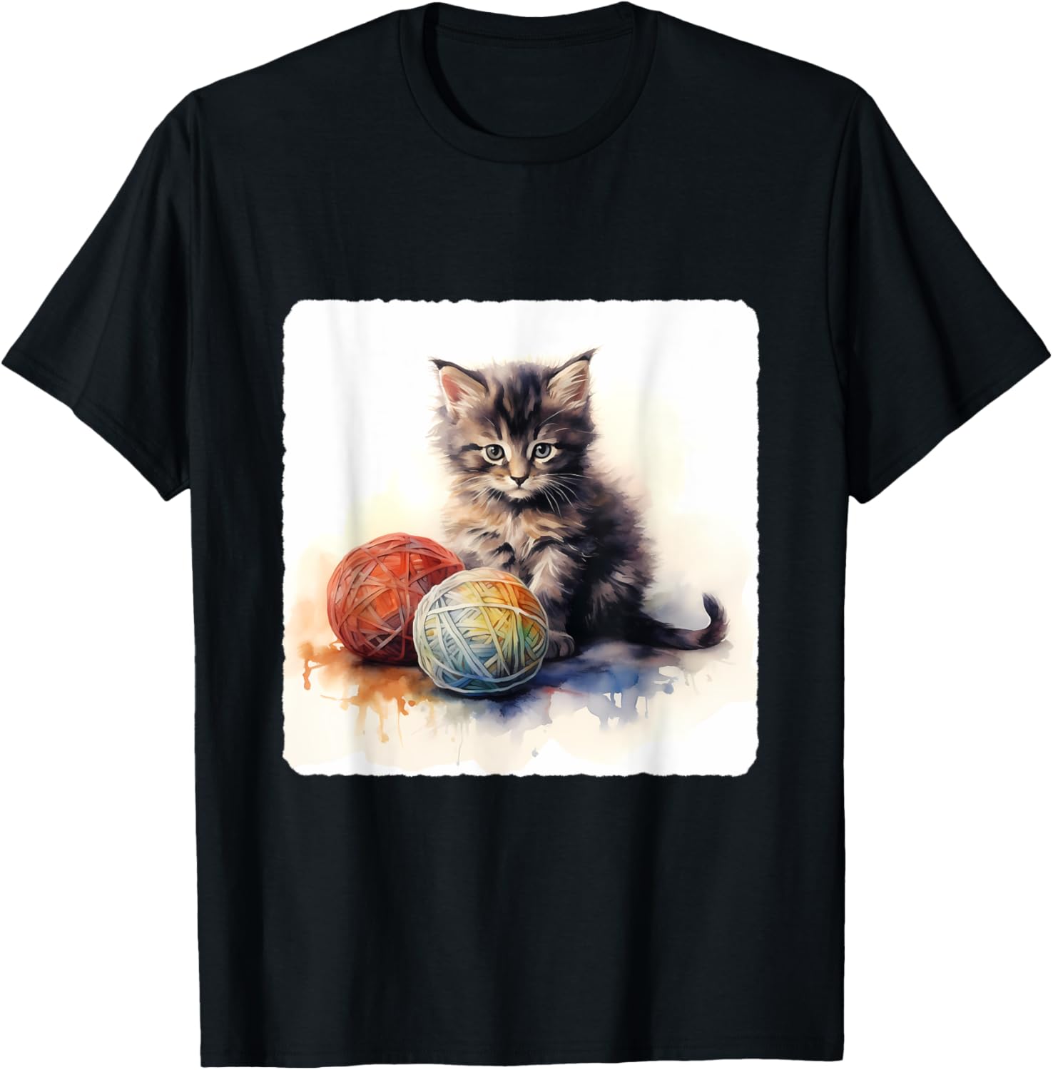 Cat With A Yarn Ball. Cat Playing With Ball Of Yarn, Play T-Shirt for Men Women Kids