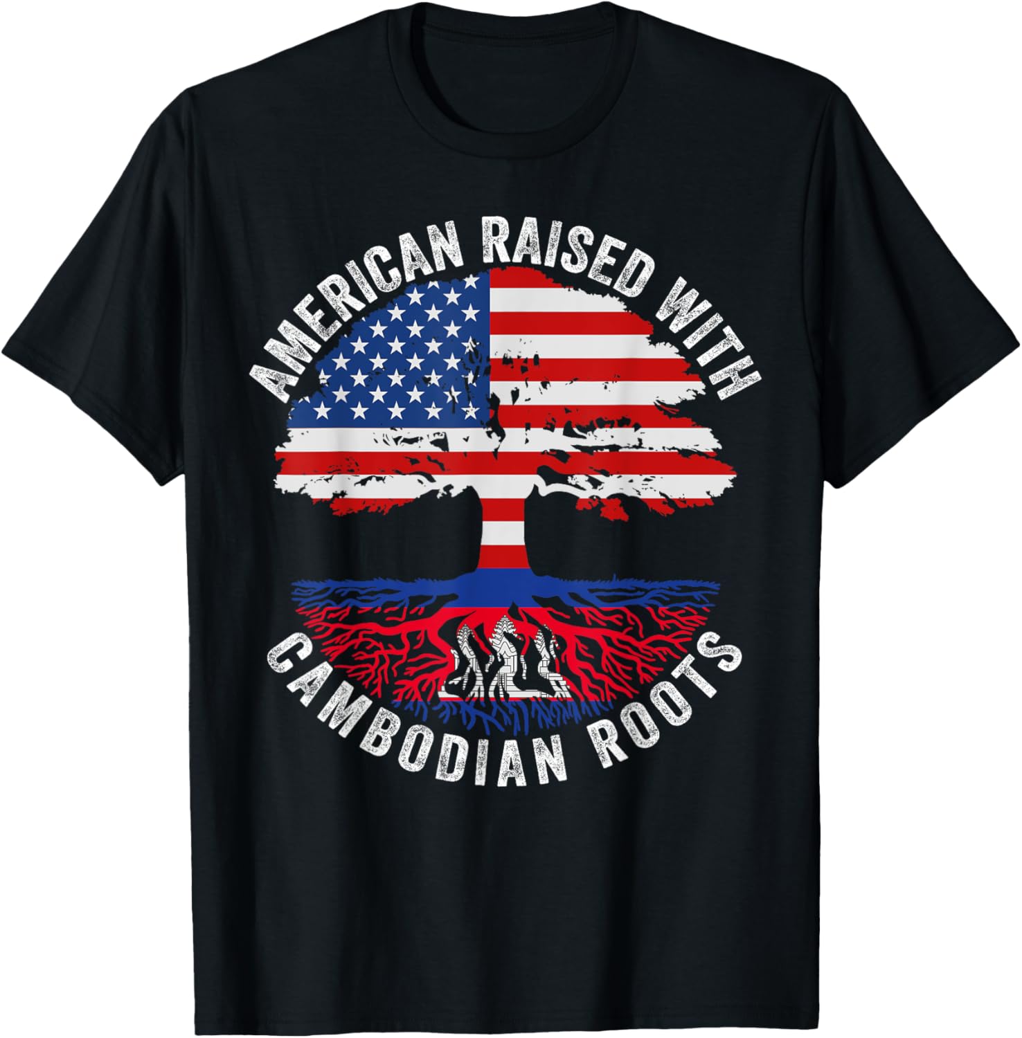 American Raised With Cambodian Roots Tree Usa Flag