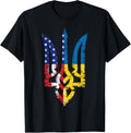 Vintage Support Ukraine American Flag Ukrainian Trident