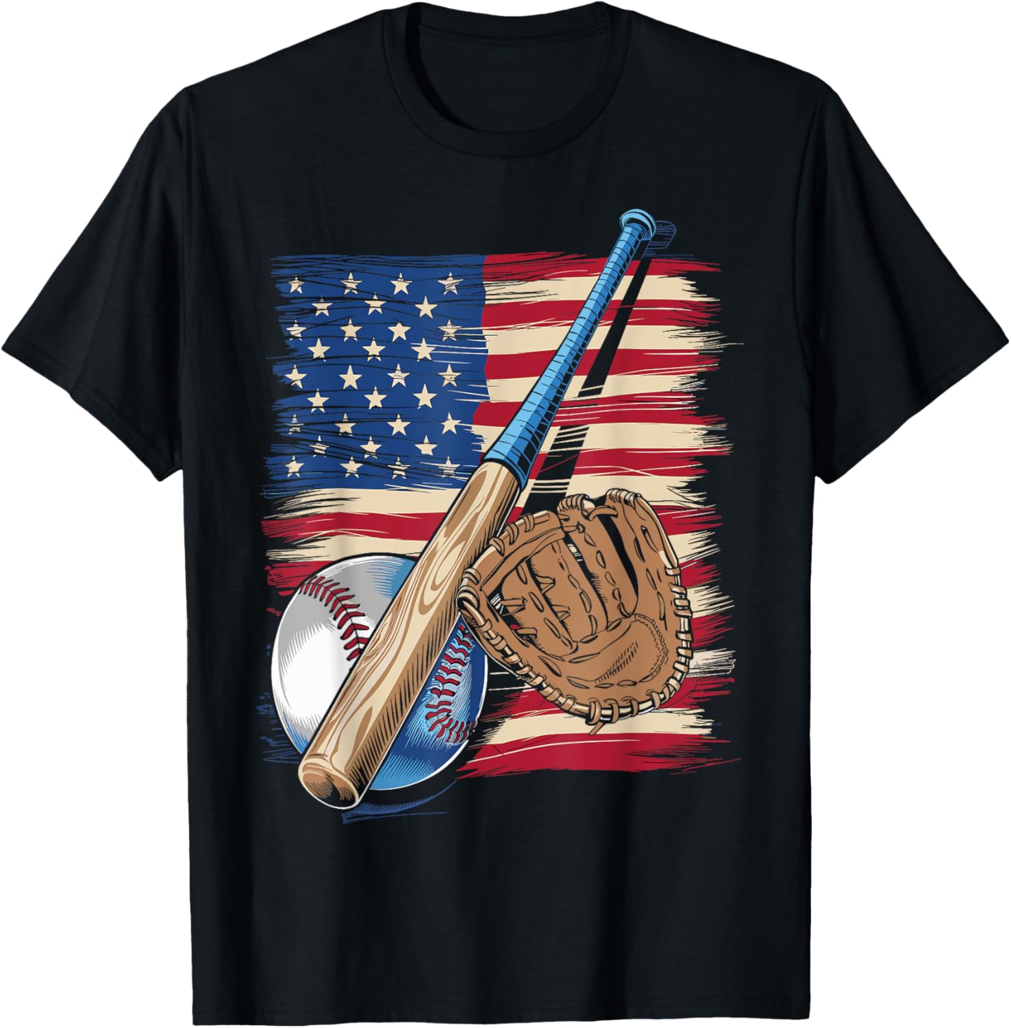 Baseball Player American Flag Usa Patriotic