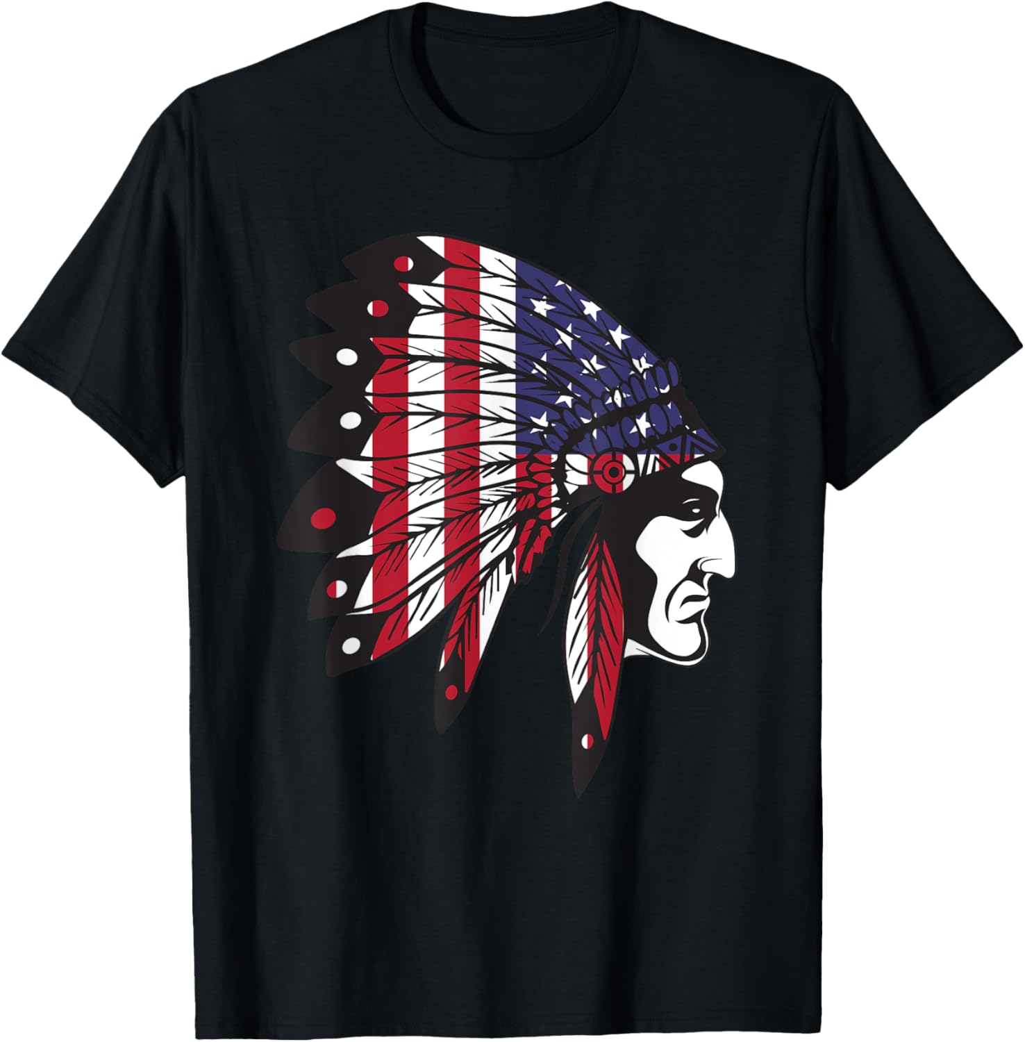 Native American Indian Chief American Usa Flag 4Th Of July