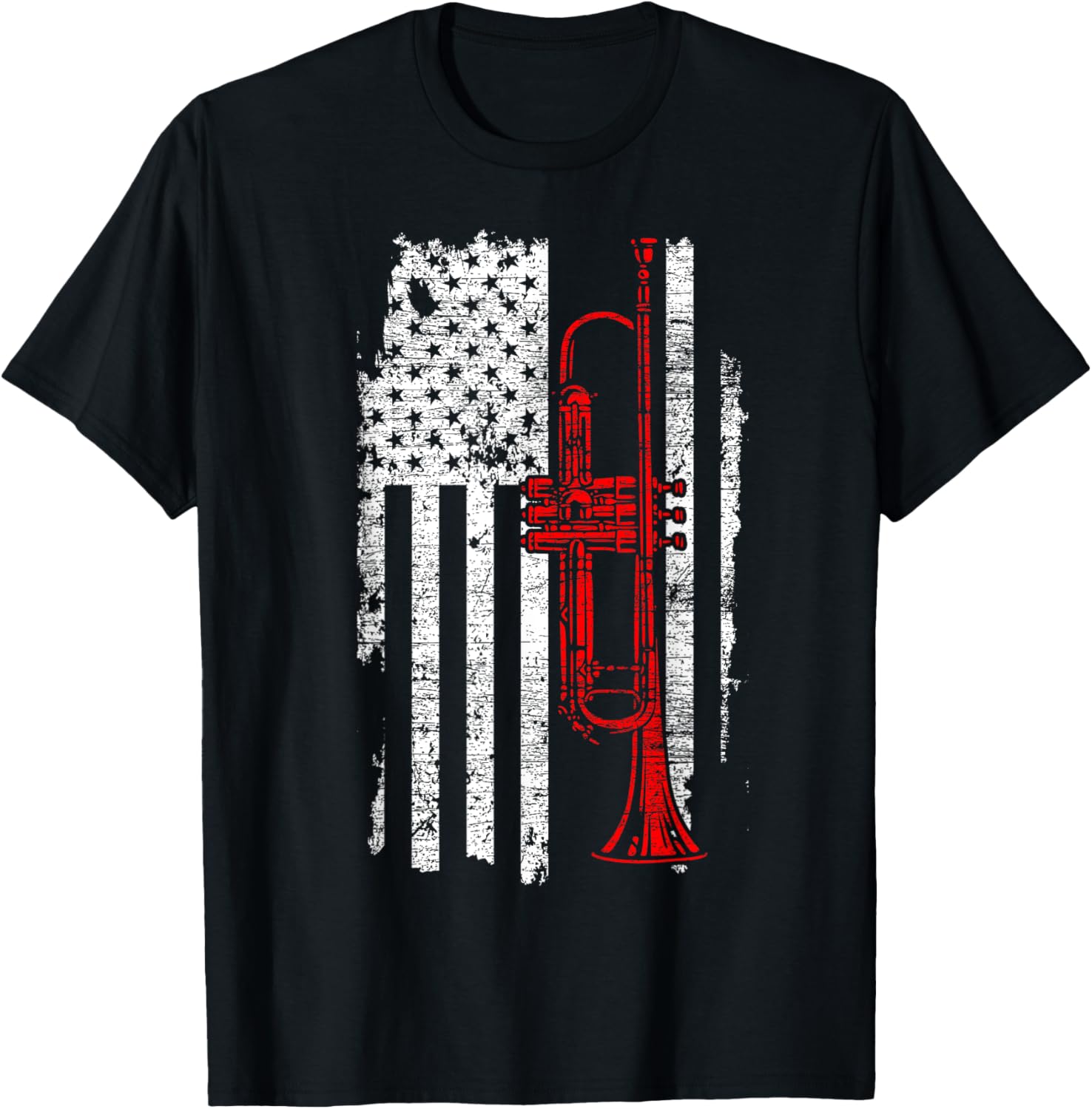 Usa Flag Thin Red Line Jazz Music Gifts Trumpet