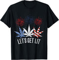 4Th Of July Lets Get Lit Weed American Flag Marijuana 420