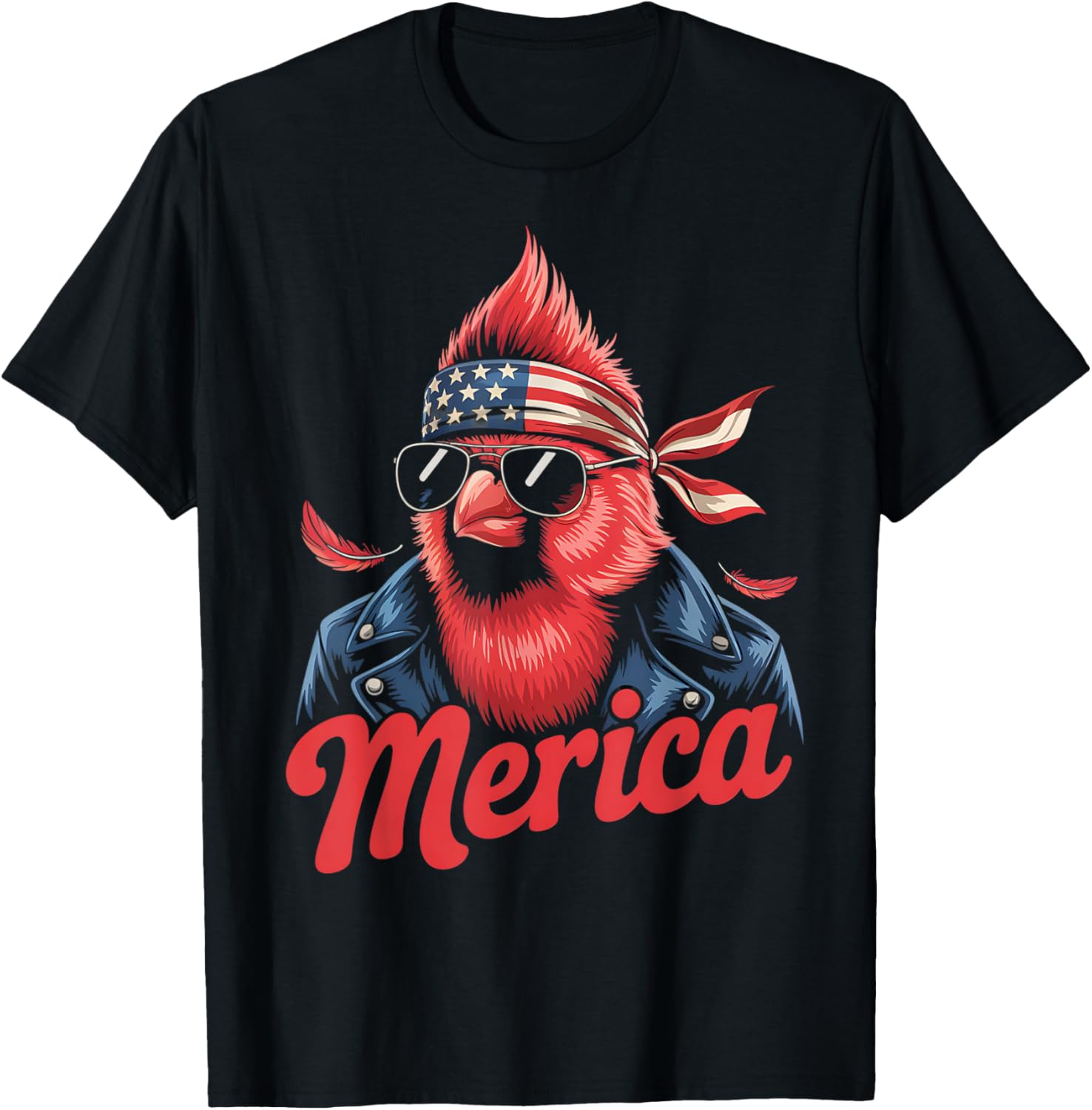 Northern Cardinal Bird Lover Sunglasses Usa Flag 4Th Of July
