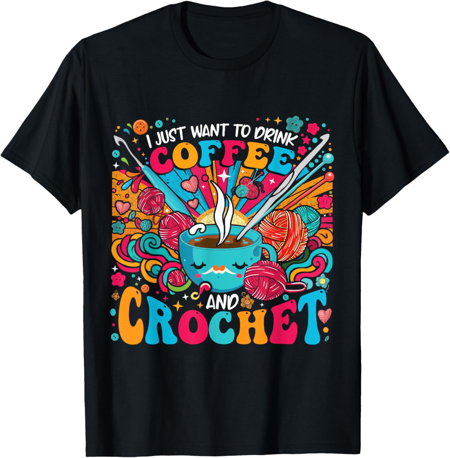 Crochet Coffee Quote Crocheter Yarn Knitting