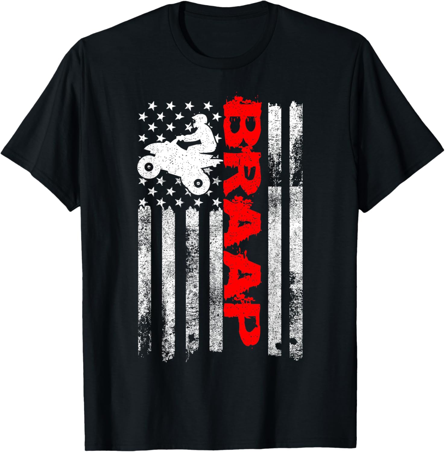 Cool Four Wheeler Atv Gift Ideas Vintage Usa American Flag Quad Bike Atv Gift T Shirt Black Unisex Small Short Sleeve T Shirt Letter Print Motorcycle Theme