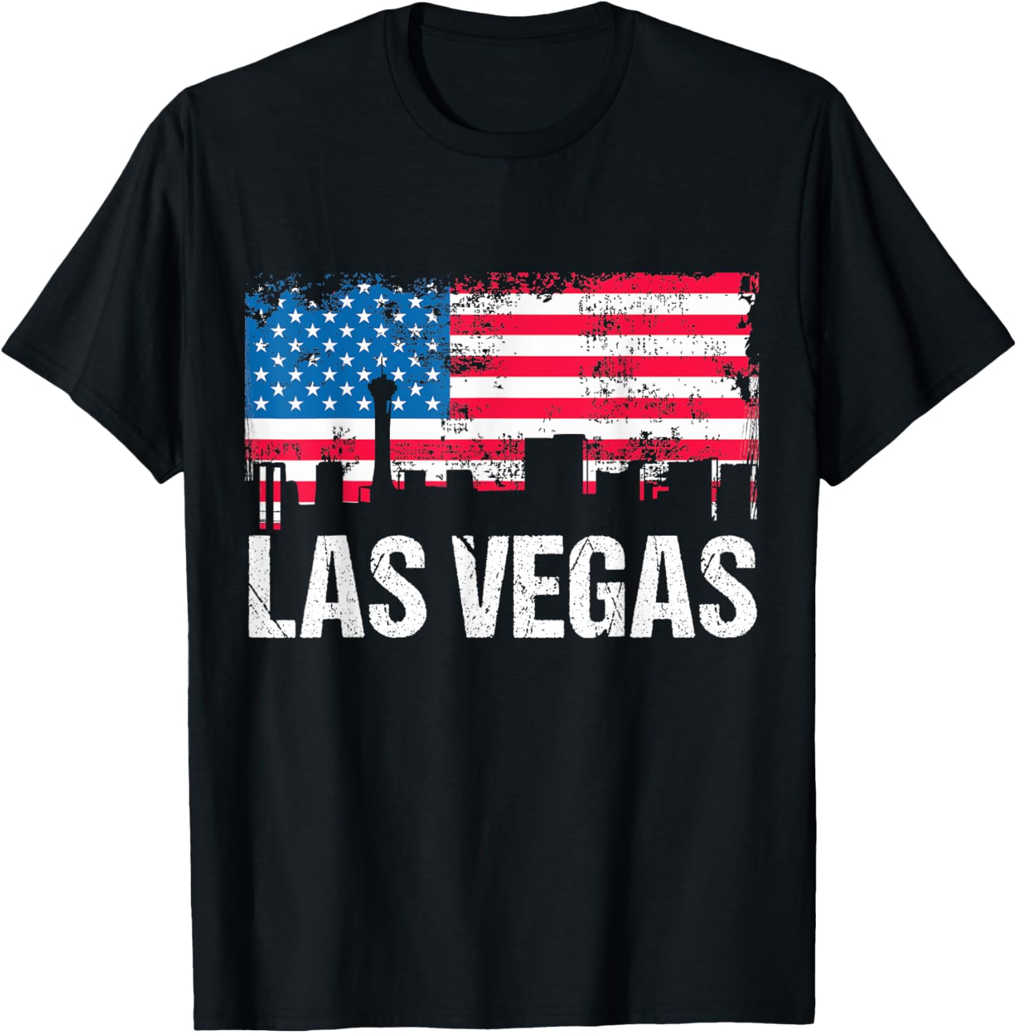 Vintage Us Flag American City Skyline Las Vegas Nevada Usa