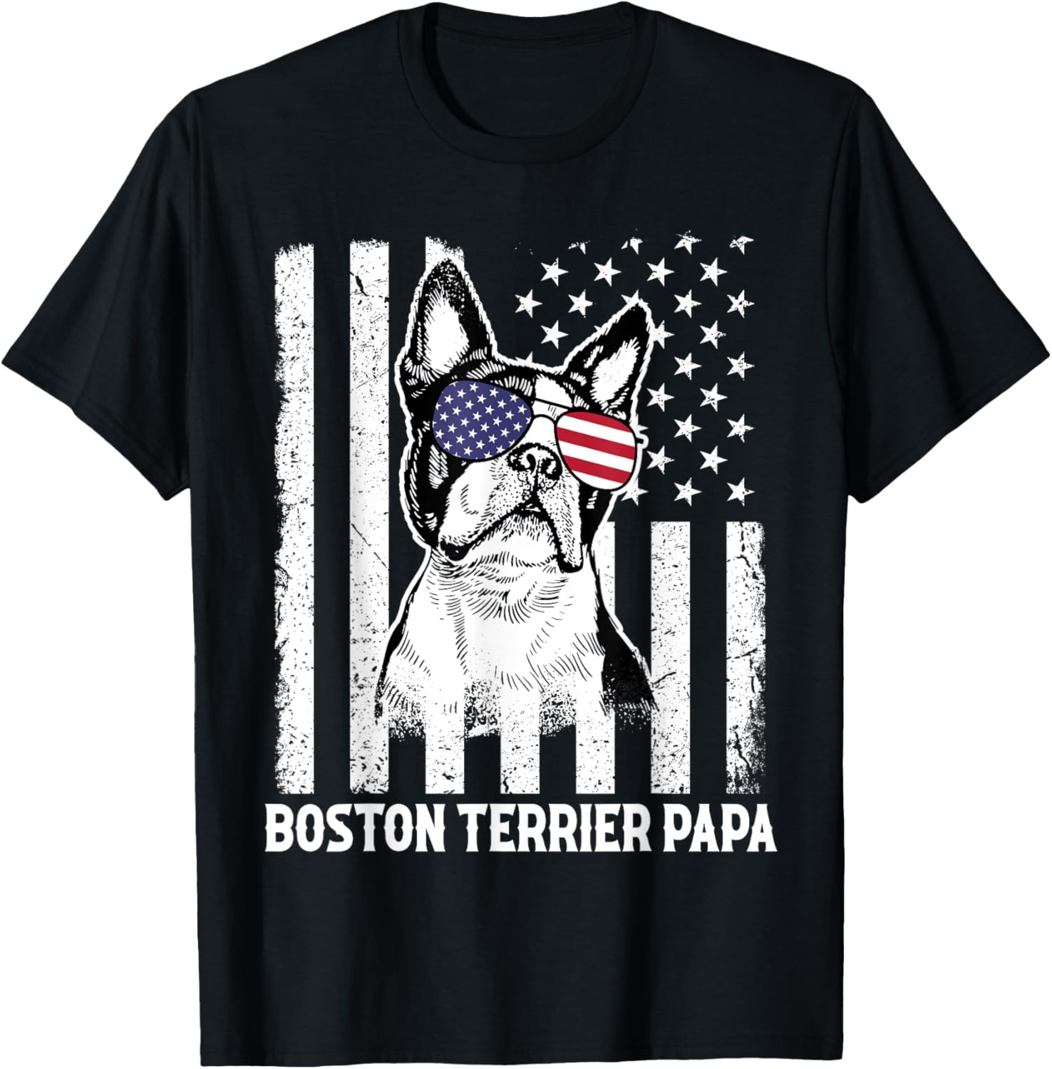 Boston Terrier Papa Cool Dog Lover Usa American Flag