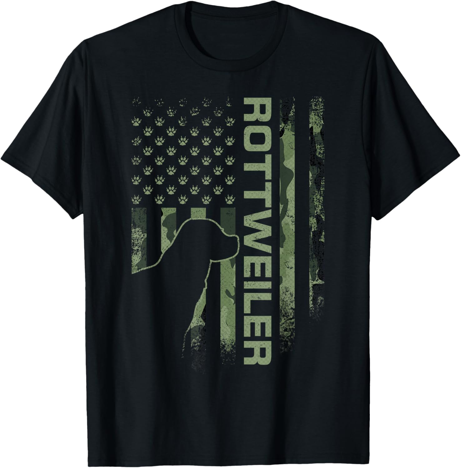 Vintage Usa American Camo Flag Rottweiler Rottie Silhouette