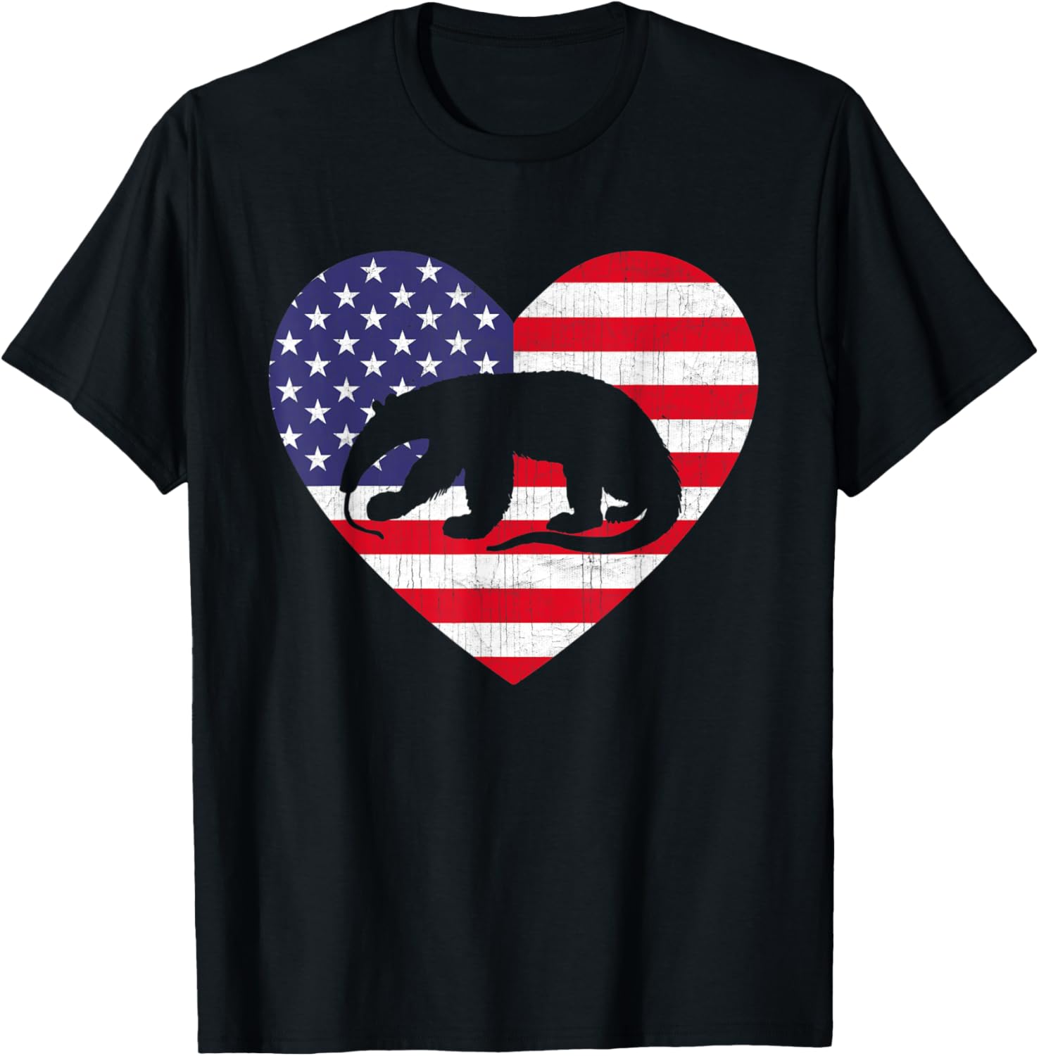 American Flag Heart Anteater 4Th Of July Usa Patriotic