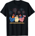 Patriotic Chicken Squad July 4th Humor American Flag Shirt for Women 92