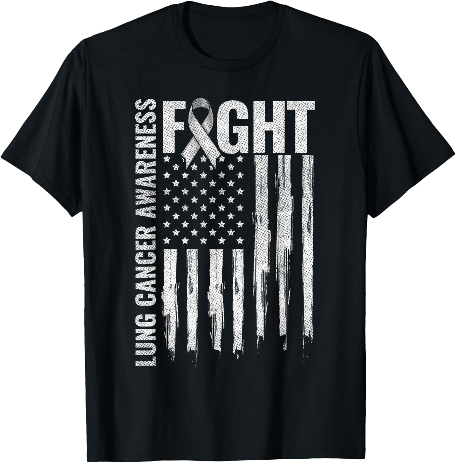 Lung Cancer Awareness White Ribbon Fight Gift Usa Flag