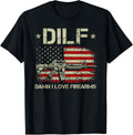 Mens Gun American Flag Dilf Damn I Love Firearms