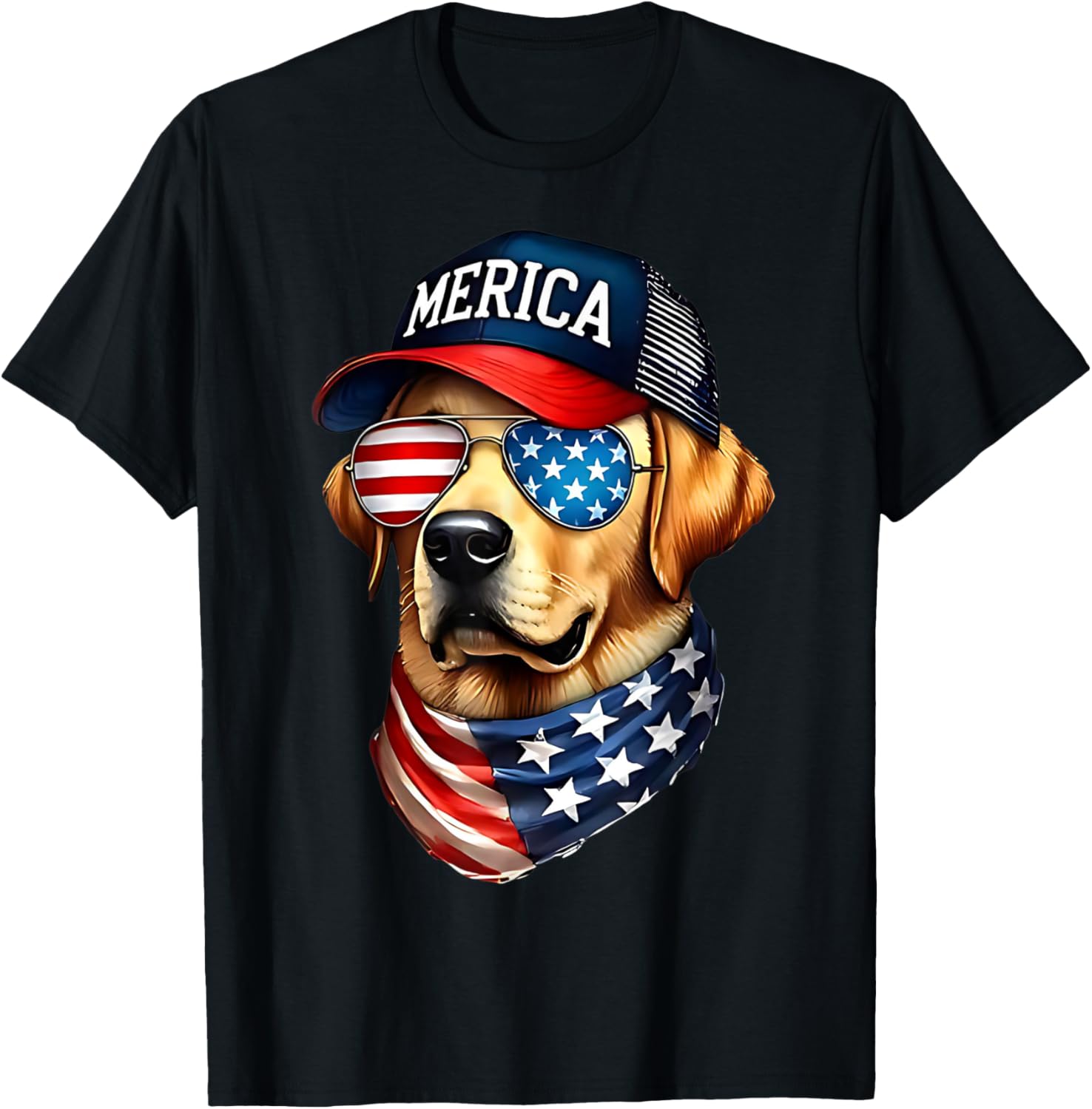 Yellow Labrador Retriever 4Th Of July Merica Usa Flag Lab