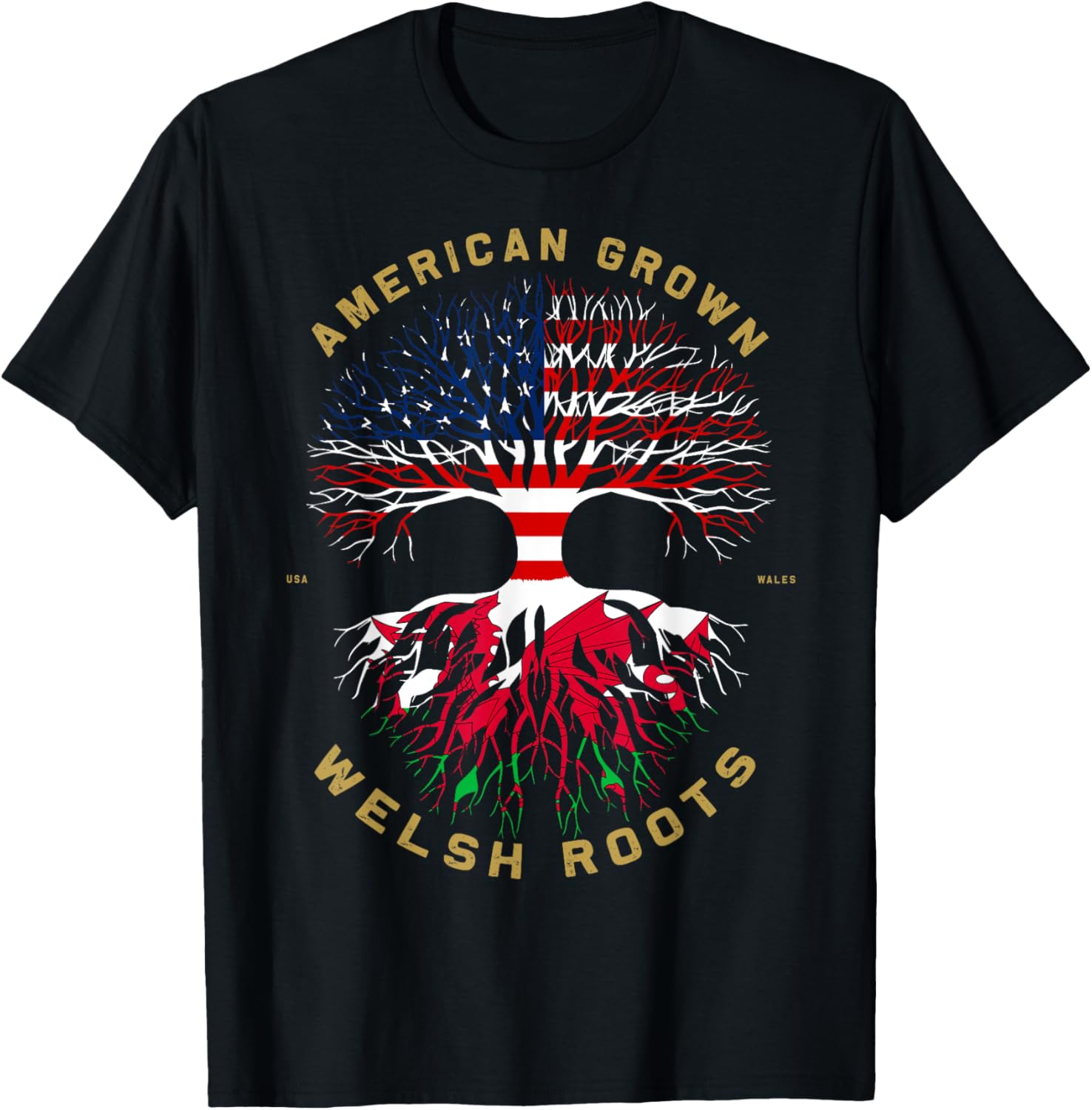 American Grown With Welsh Roots Tree Usa Flag Unique Gifts