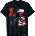 Distressed Retro Tx 4Th July American Flag I Love Texas Flag