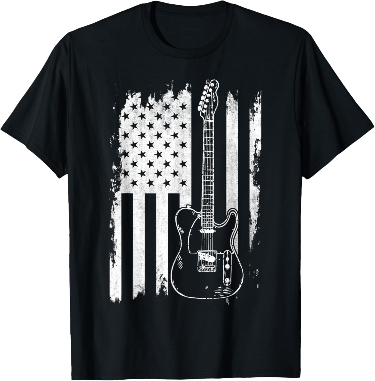Lets Rock Rock N Roll Guitar Retro Usa Flag Music