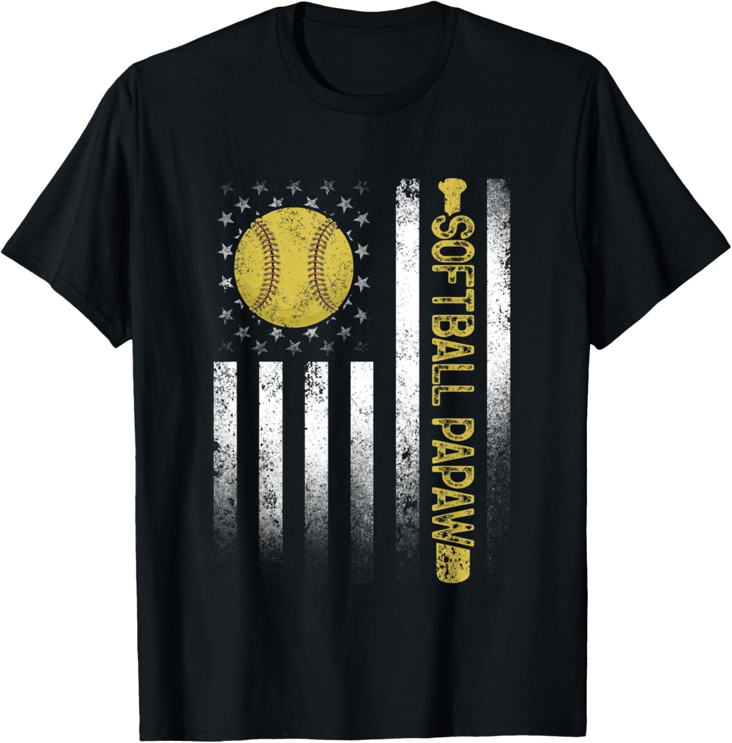 Distressed Usa American Flag Softball Papaw Fathers Day