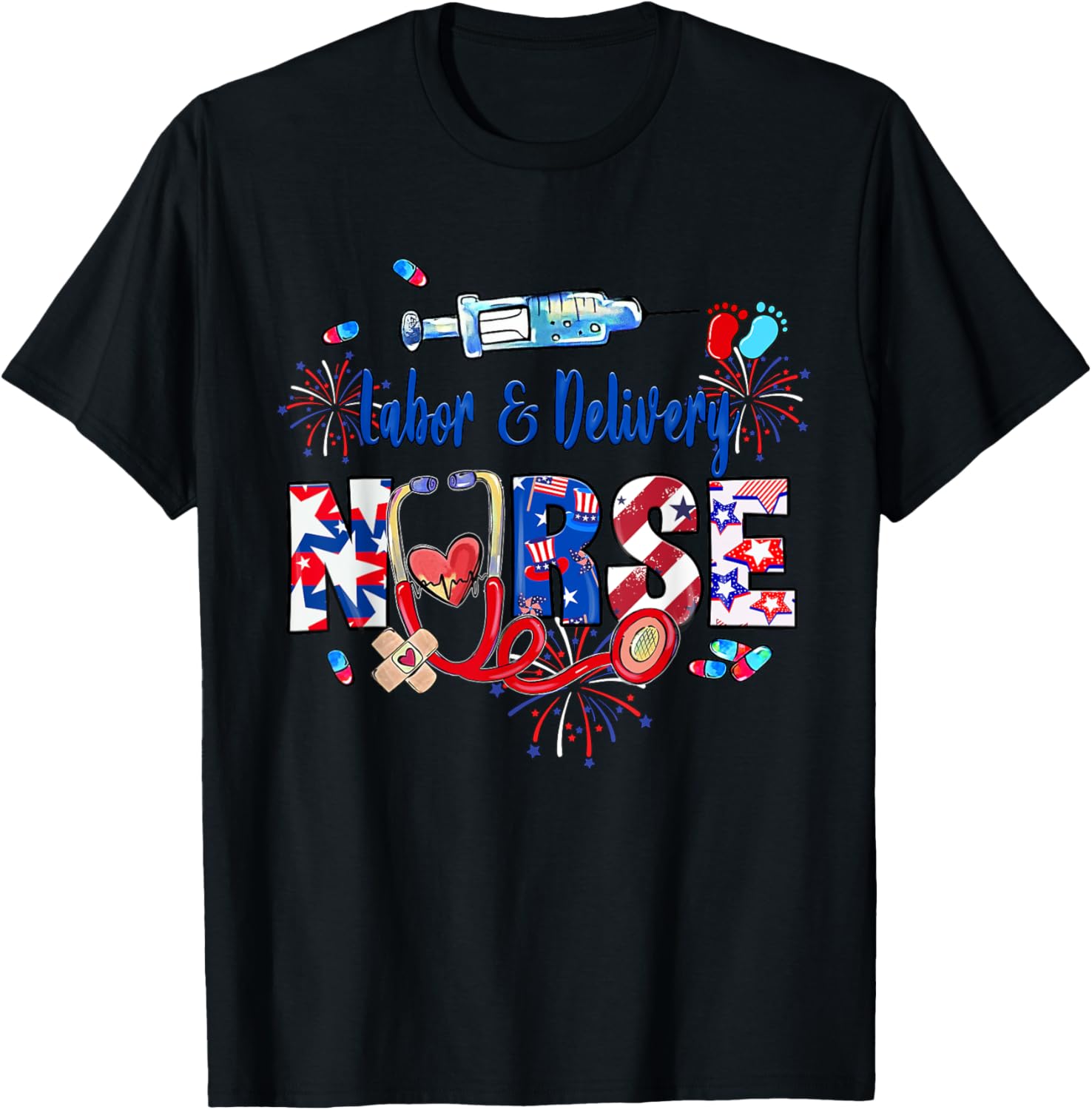 Labor Delivery Nurse American Flag Patriotic 4Th Of July