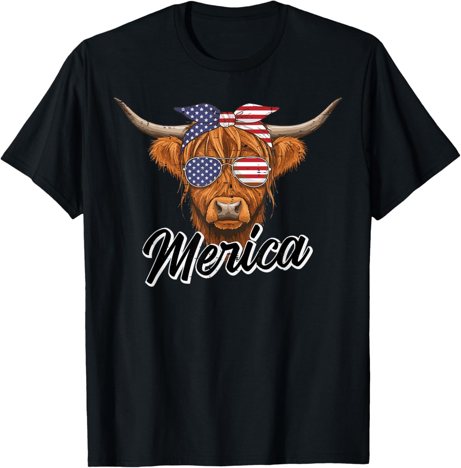 4Th Of July Highland Cow Merica American Farm Men Women Kids