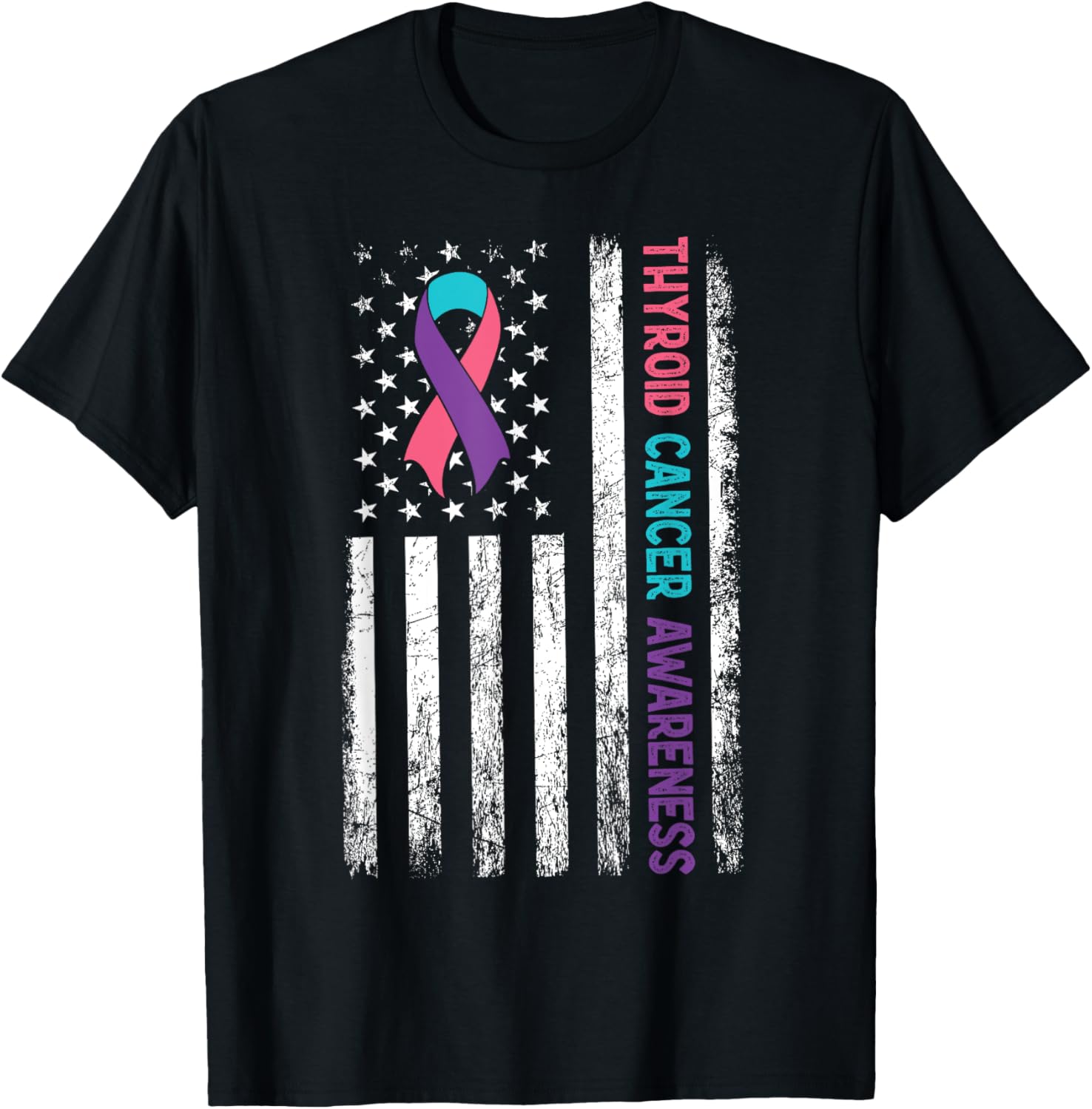 Thyroid Cancer Awareness Month American Flag Hypothyroidism