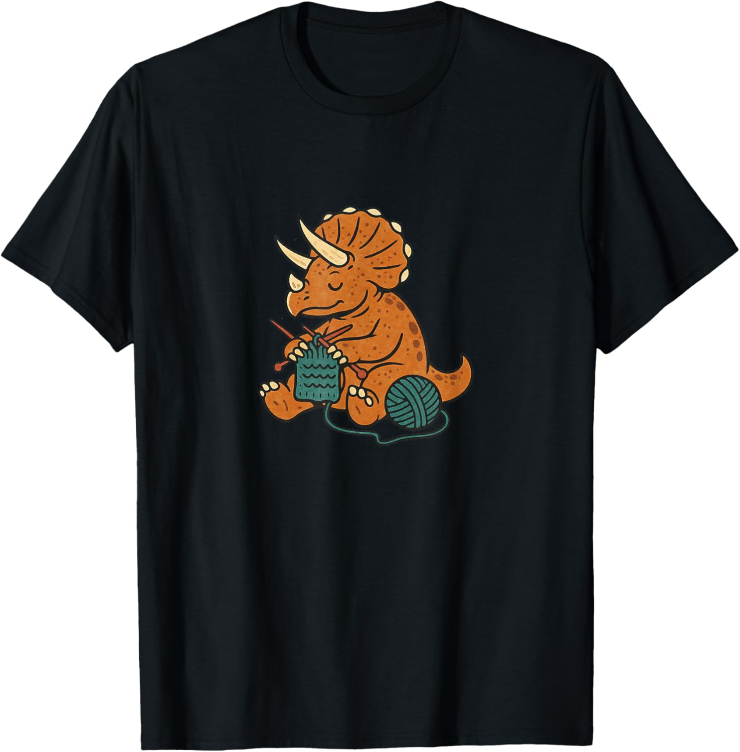 Knitting Triceratops Dinosaur with Yarn Funny Prehistoric