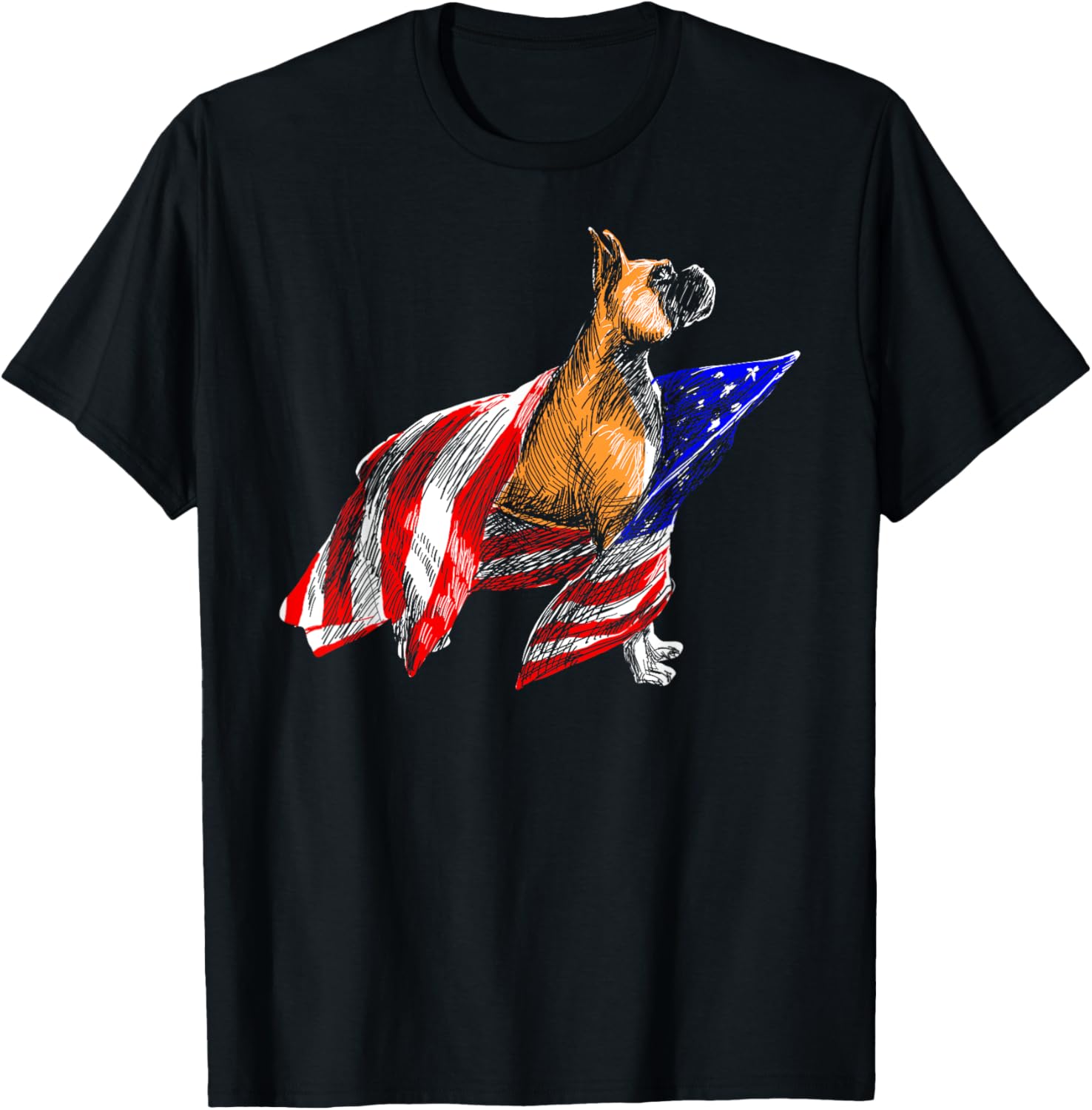 American Flag Usa Patriotic Boxer Dog