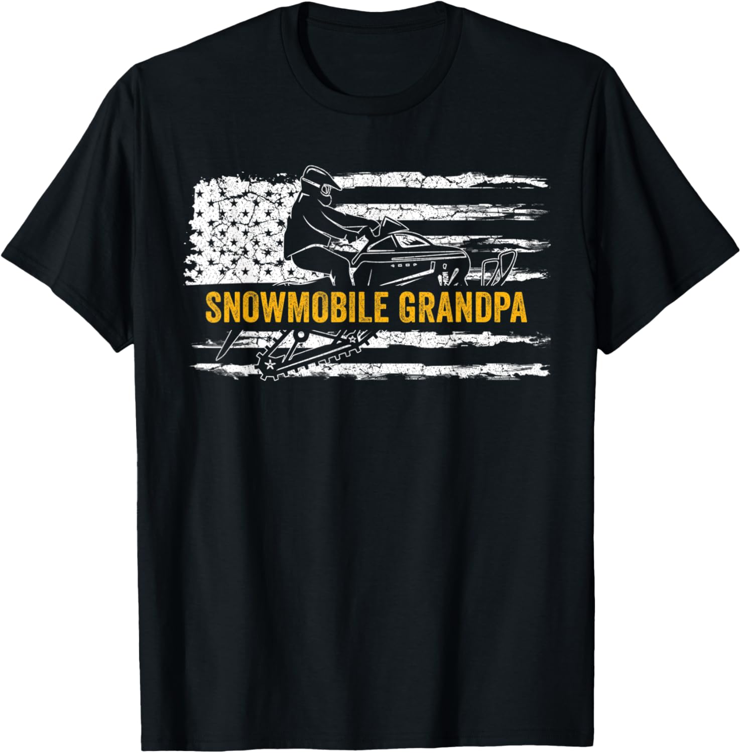 Usa Flag Proud Snowmobile Grandpa Snowmobiling Silhouette