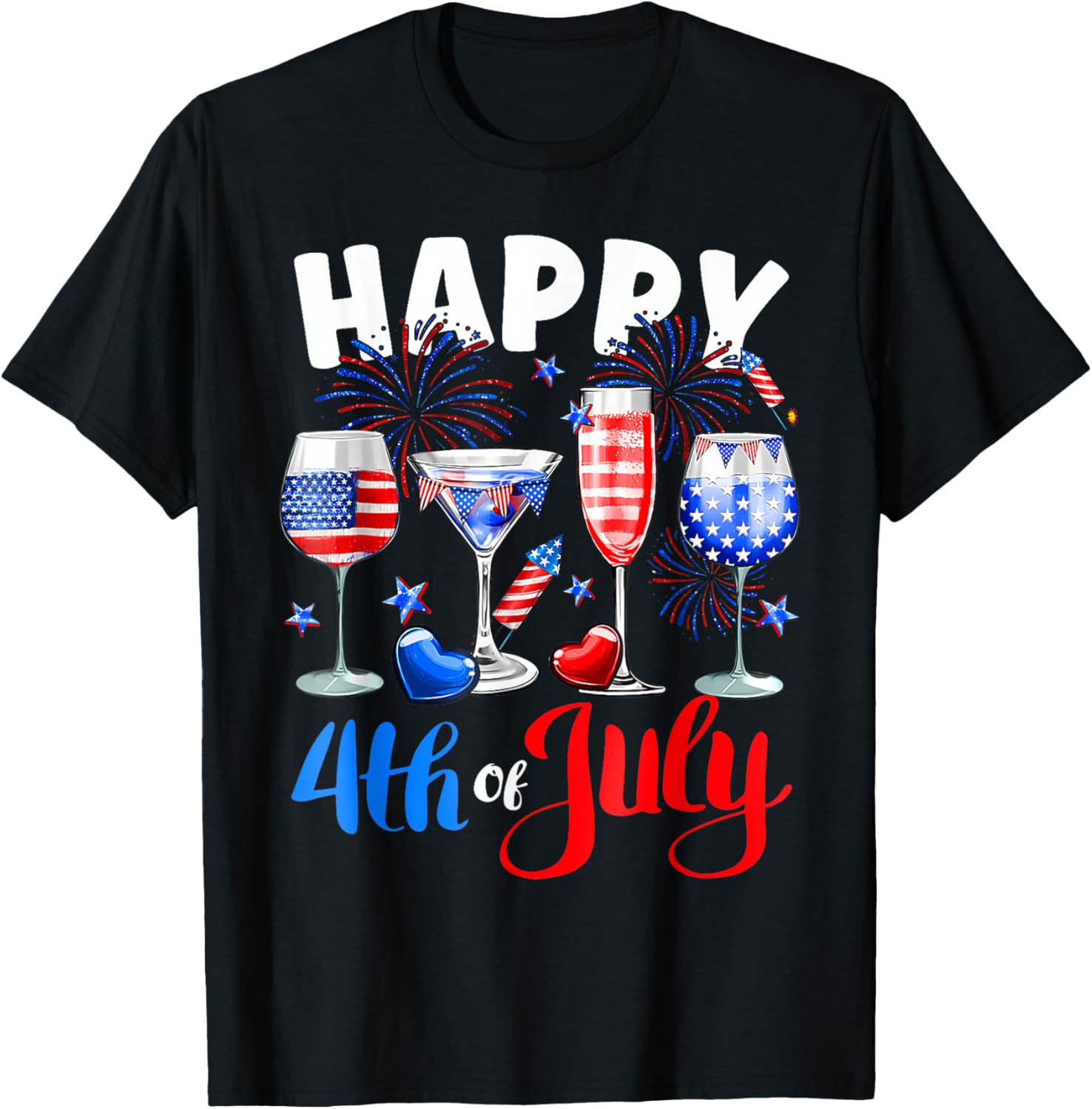 4Th Of July Usa Flag Wine Glasses Patriotic Men Women