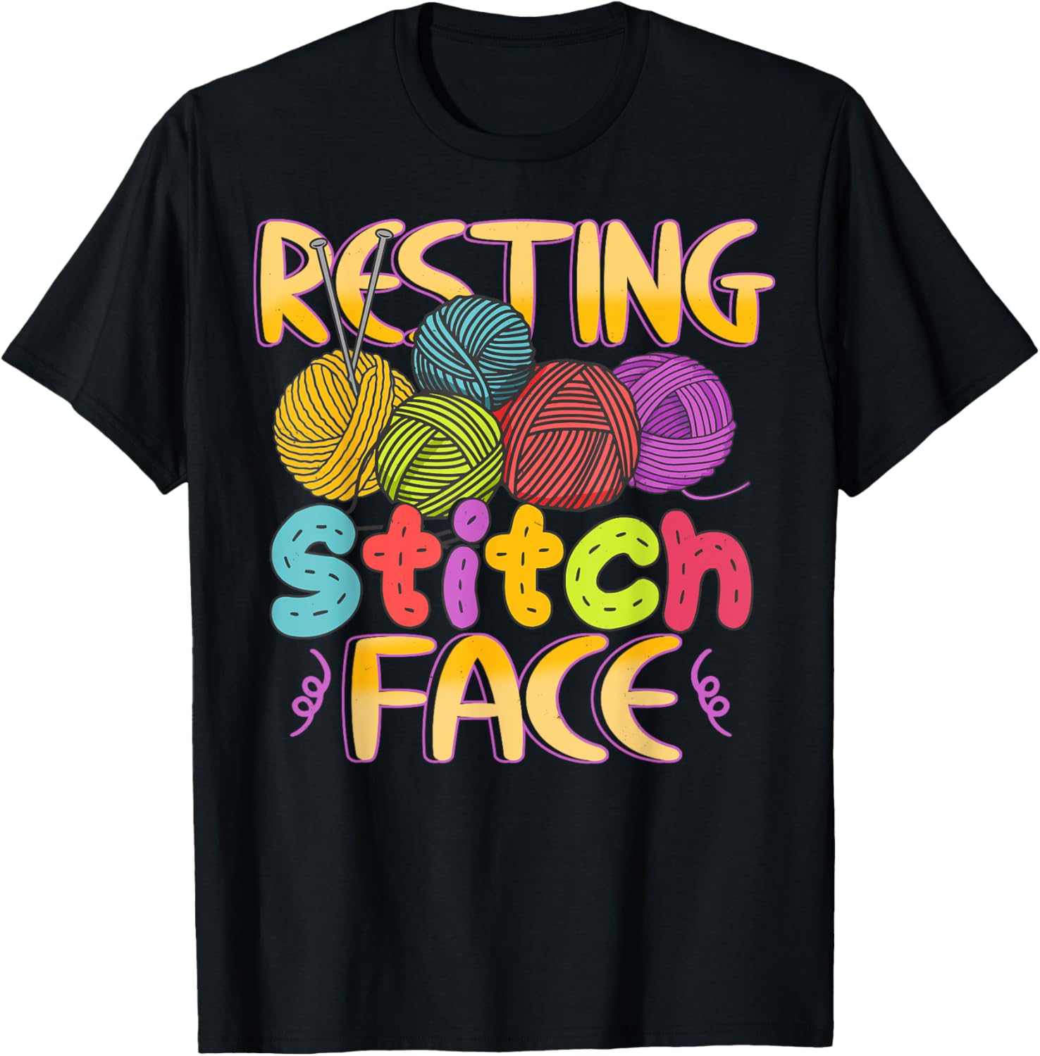 Knitting Resting Stitch Face Knitter Yarn Ball Needle Knit