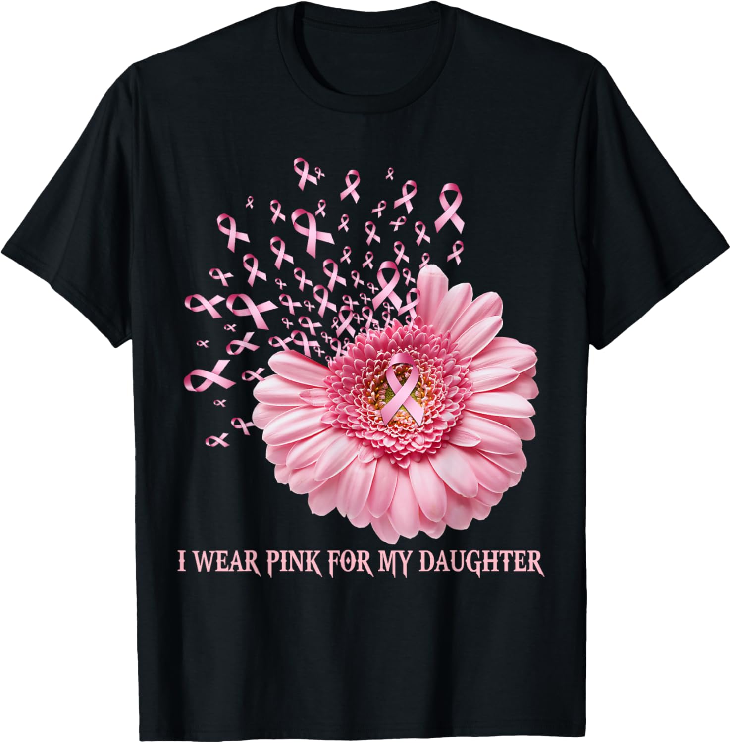 Sunflower Ribbon I Wear Pink For My Daughter Breast Cancer