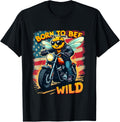 Born To Bee Wild Usa Flag Motorcycle Biker Funny Patriotic