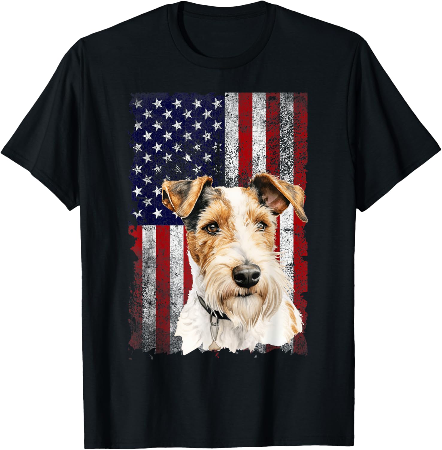 Wire Fox Terrier Dog 4Th Of July American Flag Patriotic