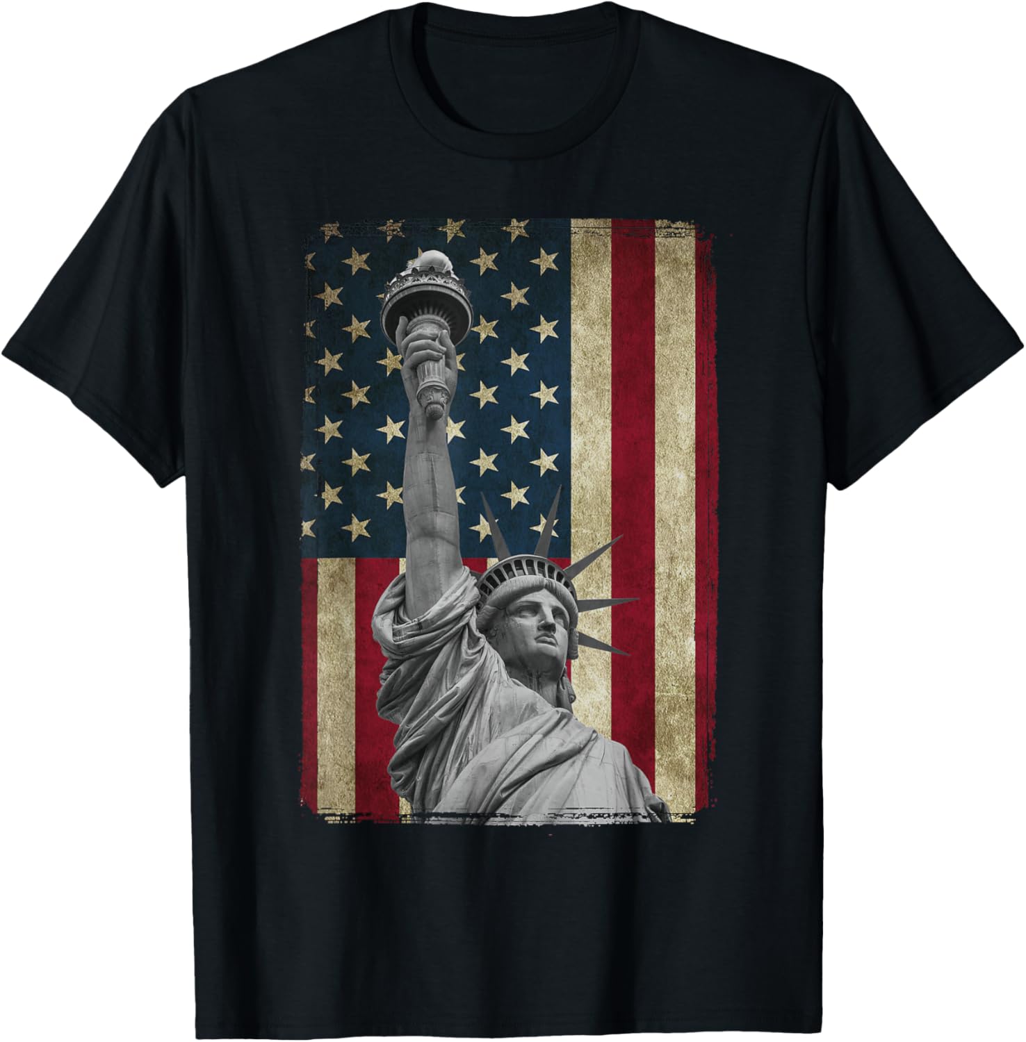 Usa American Flag And Statue Of Liberty Tee Shirt